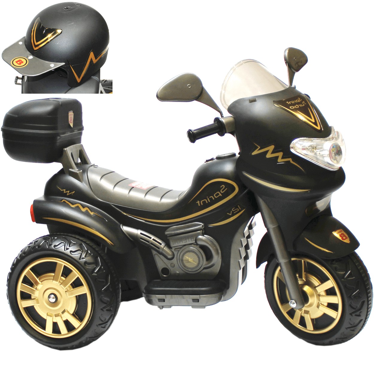 Moto Eletrica Biemme Sprint Turbo 12V Capacete Preta Girl - Maçã