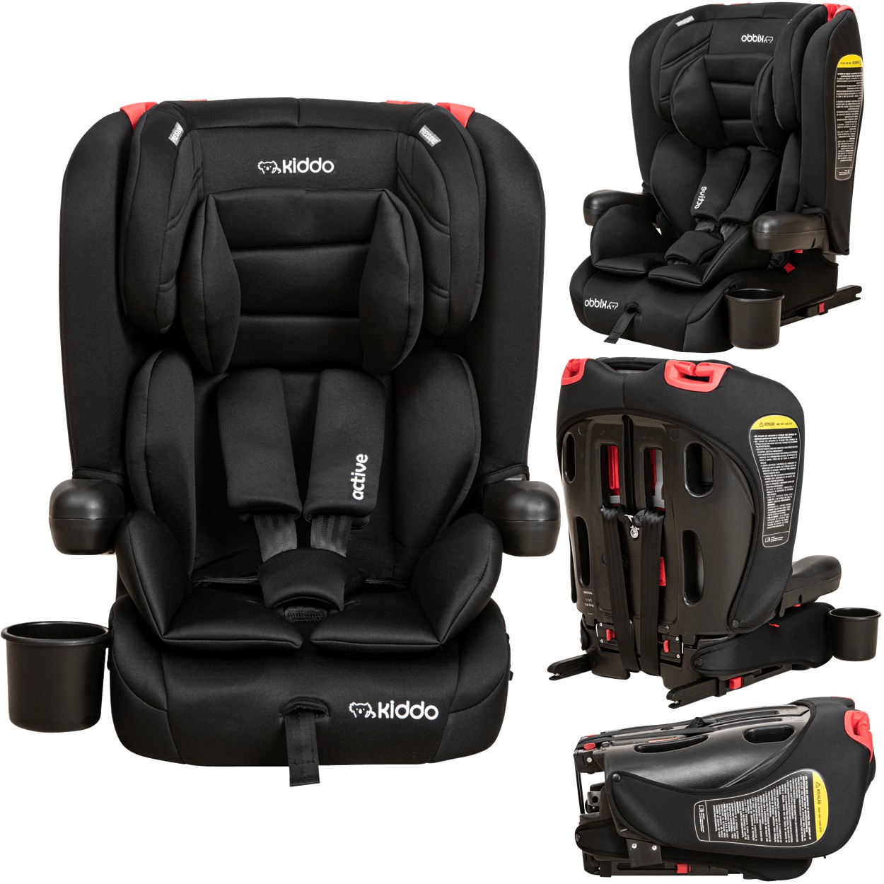 Cadeirinha para Carro Kiddo Active ISOFIX Preta 9 a 36 kg - Maçã Verde Baby