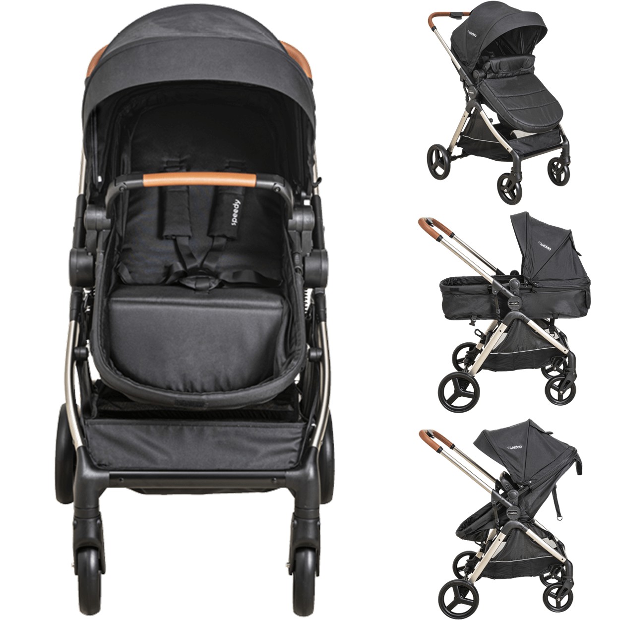 Carrinho Moises Bebe Conforto Base ISOFIX Kiddo Speedy Preto