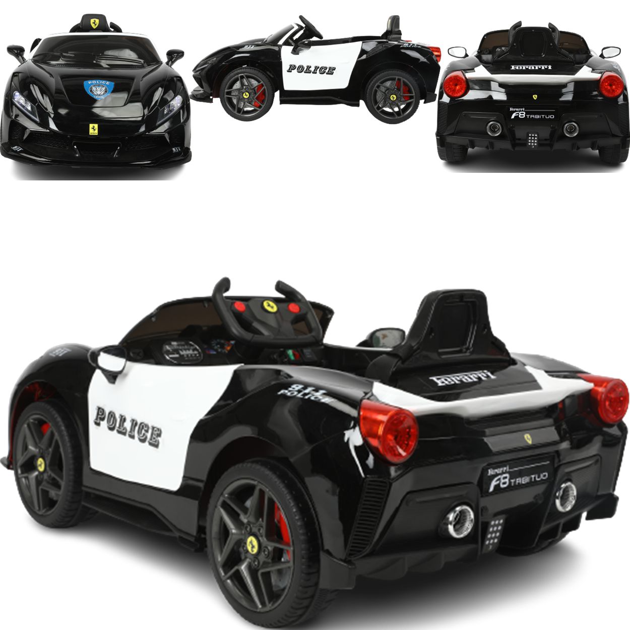 Carro Eletrico Ferrari F8 Tributo Sport Policia com Controle 12V - Maçã ...