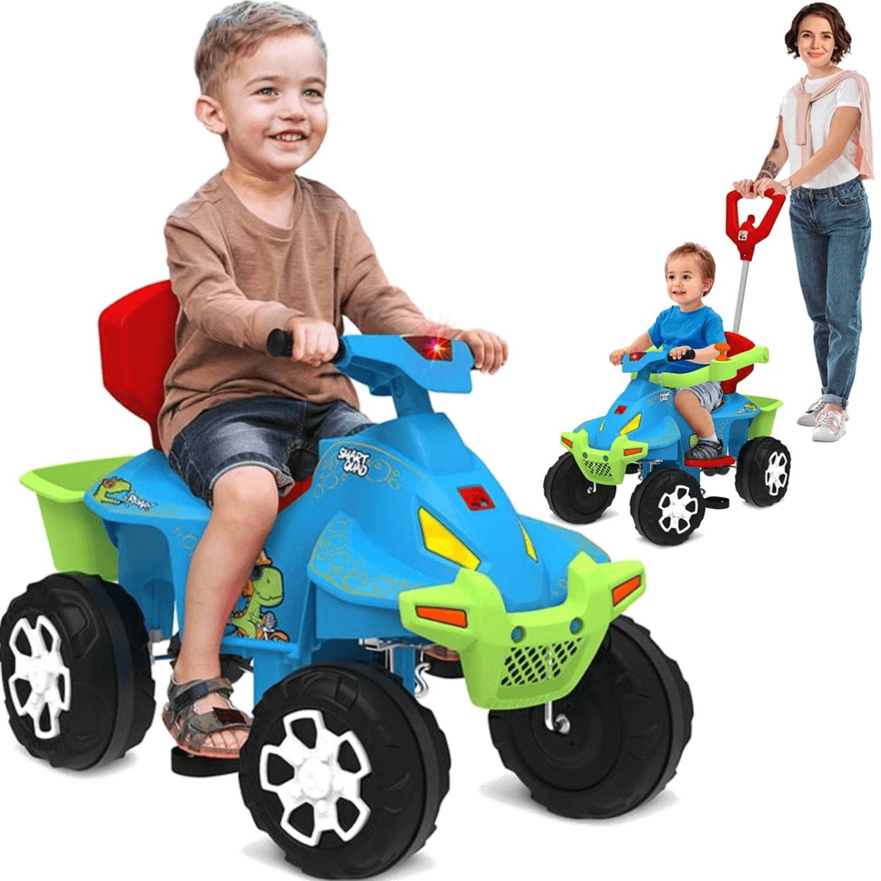 Triciclo Infantil Bandeirante Smart Comfort 3 em 1 Pedal e Passeio Aro -  Maçã Verde Baby