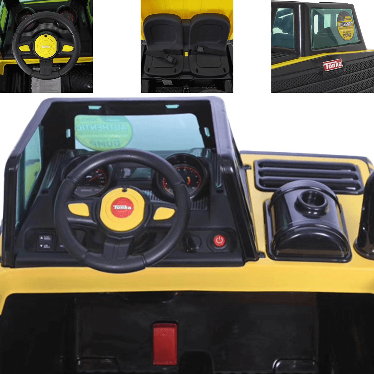 Caminhao de Pedreira Eletrico Belfix Tonka Truck 12V 2 Lugares Maca Verde Baby