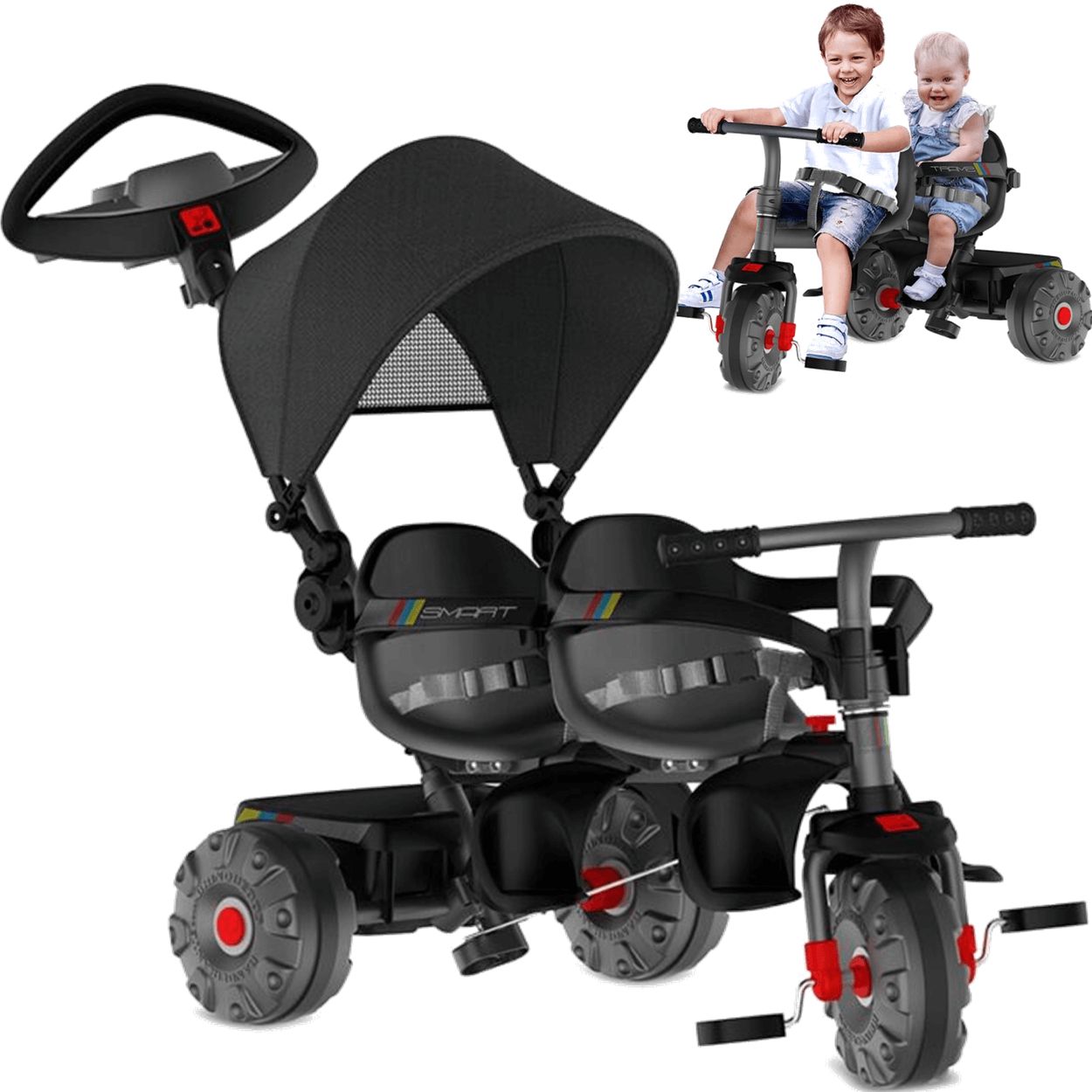 Triciclo Infantil Bandeirante Smart Comfort 3 em 1 Pedal e Passeio Aro -  Maçã Verde Baby