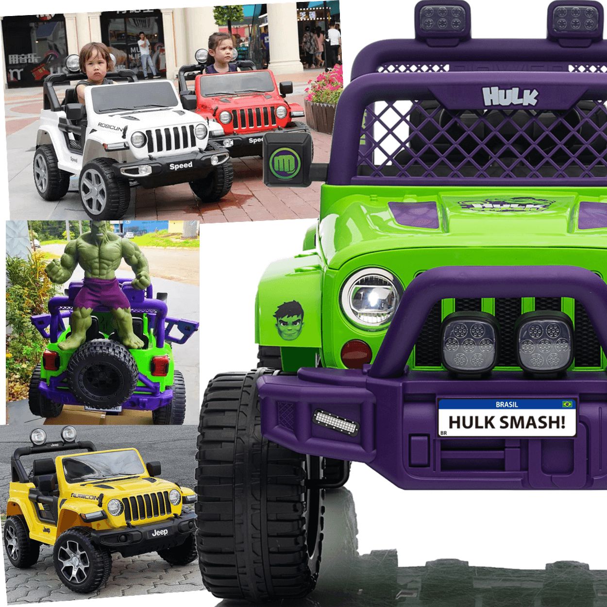 Carro Eletrico Zippy Toys Jeep Wrangler Hulk Smash 12V Controle