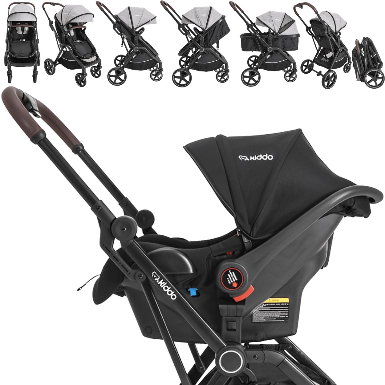 Carrinho de Bebe com Bebe Conforto e ISOFIX Kiddo Nomad Grafite