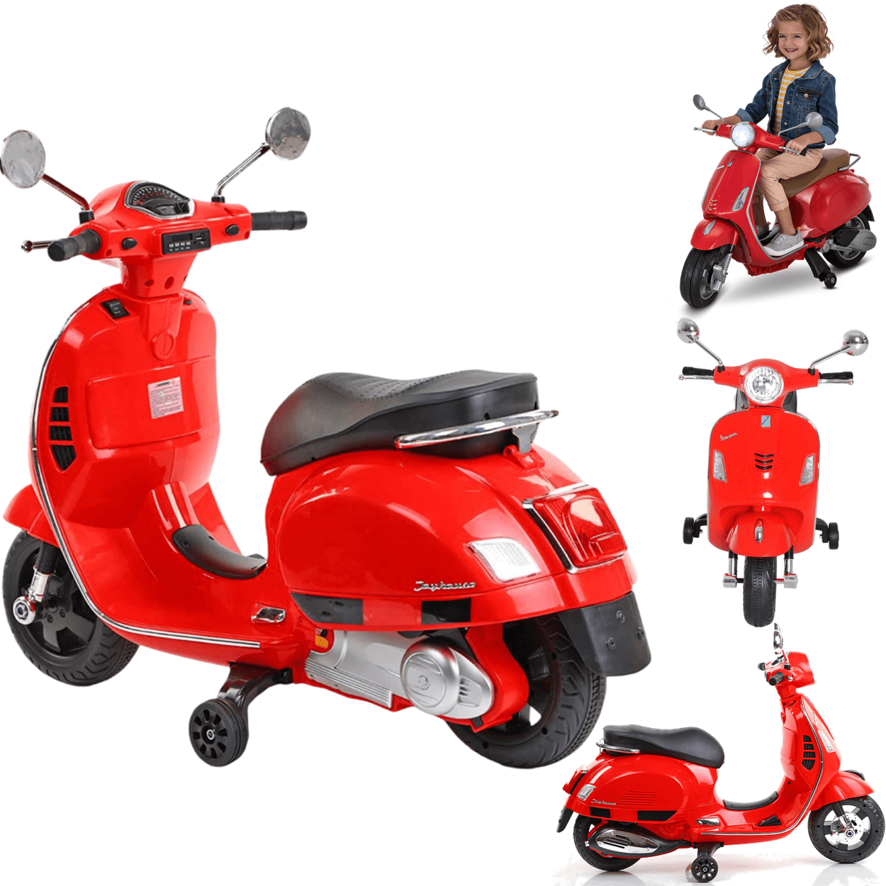 Moto Scooter Eletrica Infantil Zippy Toys Vespa GTS 6V Vermelha
