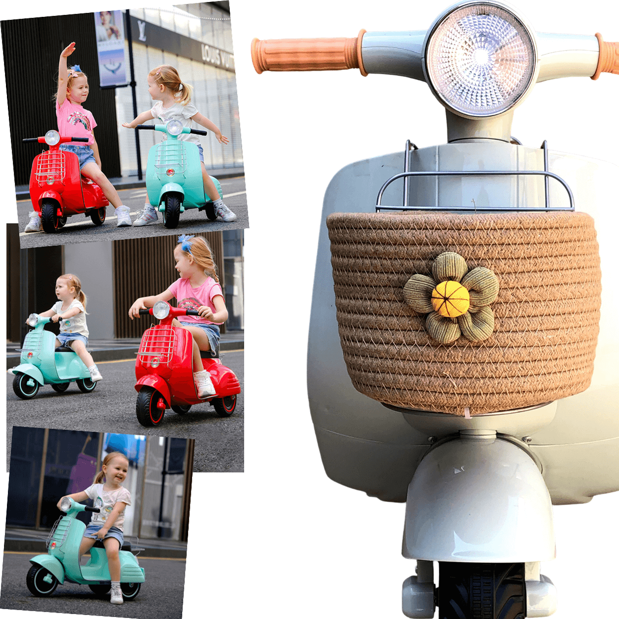 Moto Scooter Eletrica Bandeirante Lambreta Vespa 6V Menta - Maçã