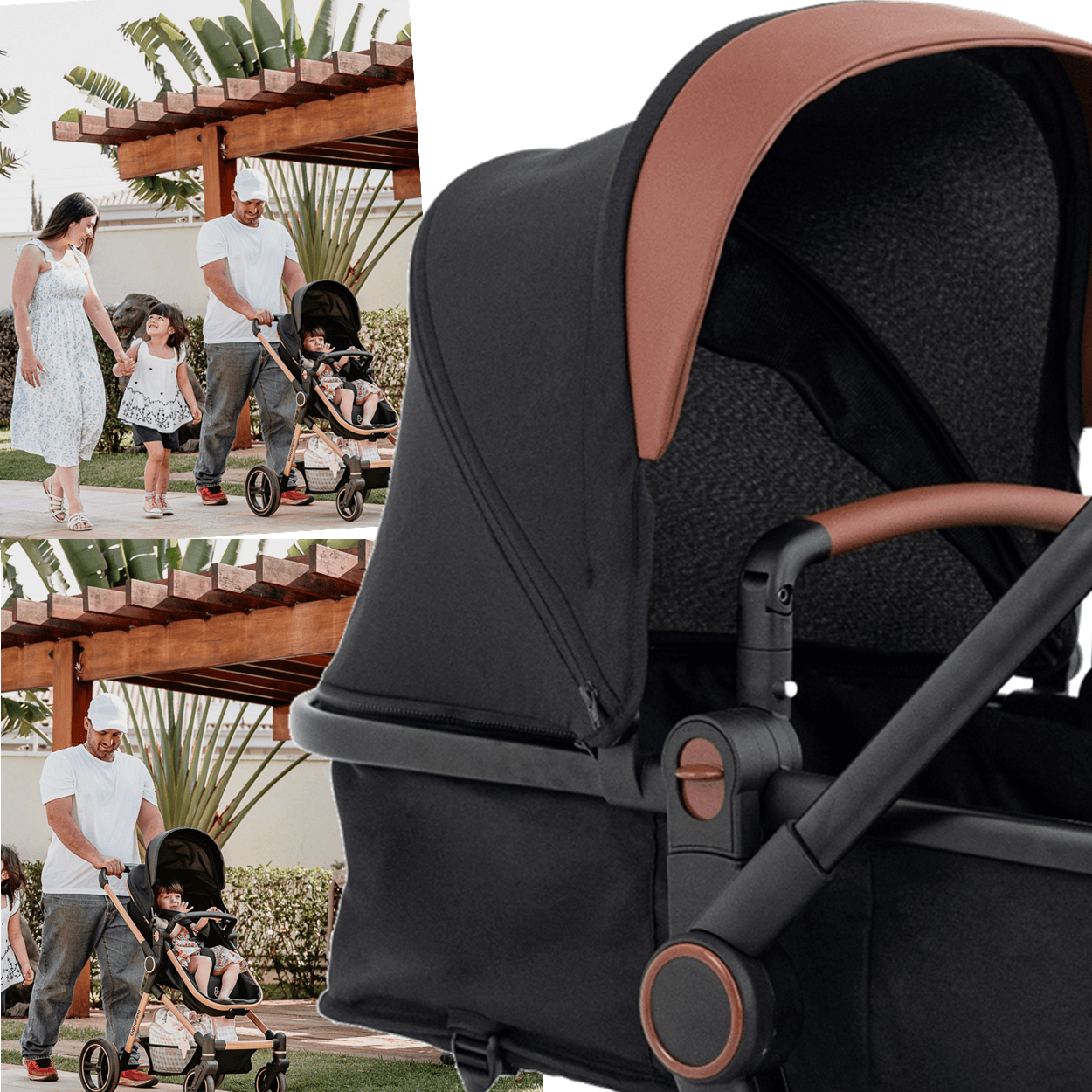 Carrinho de Bebe Moises Bebe Conforto Base Galzerano Ivy Black