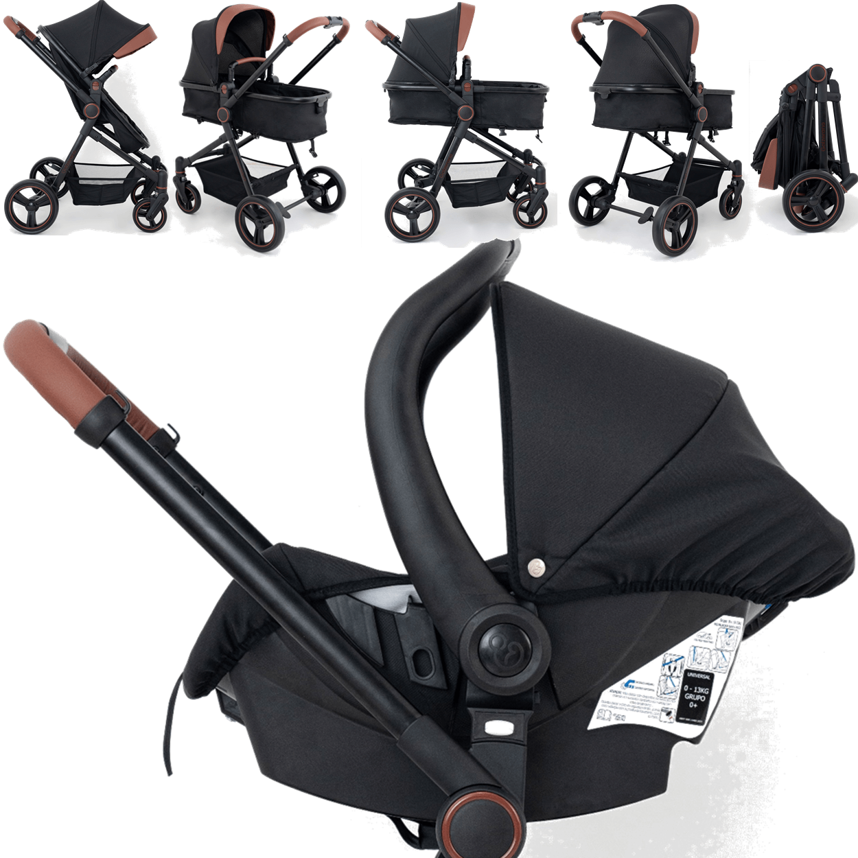 Carrinho de Bebe Moises Bebe Conforto Base Galzerano Ivy Black