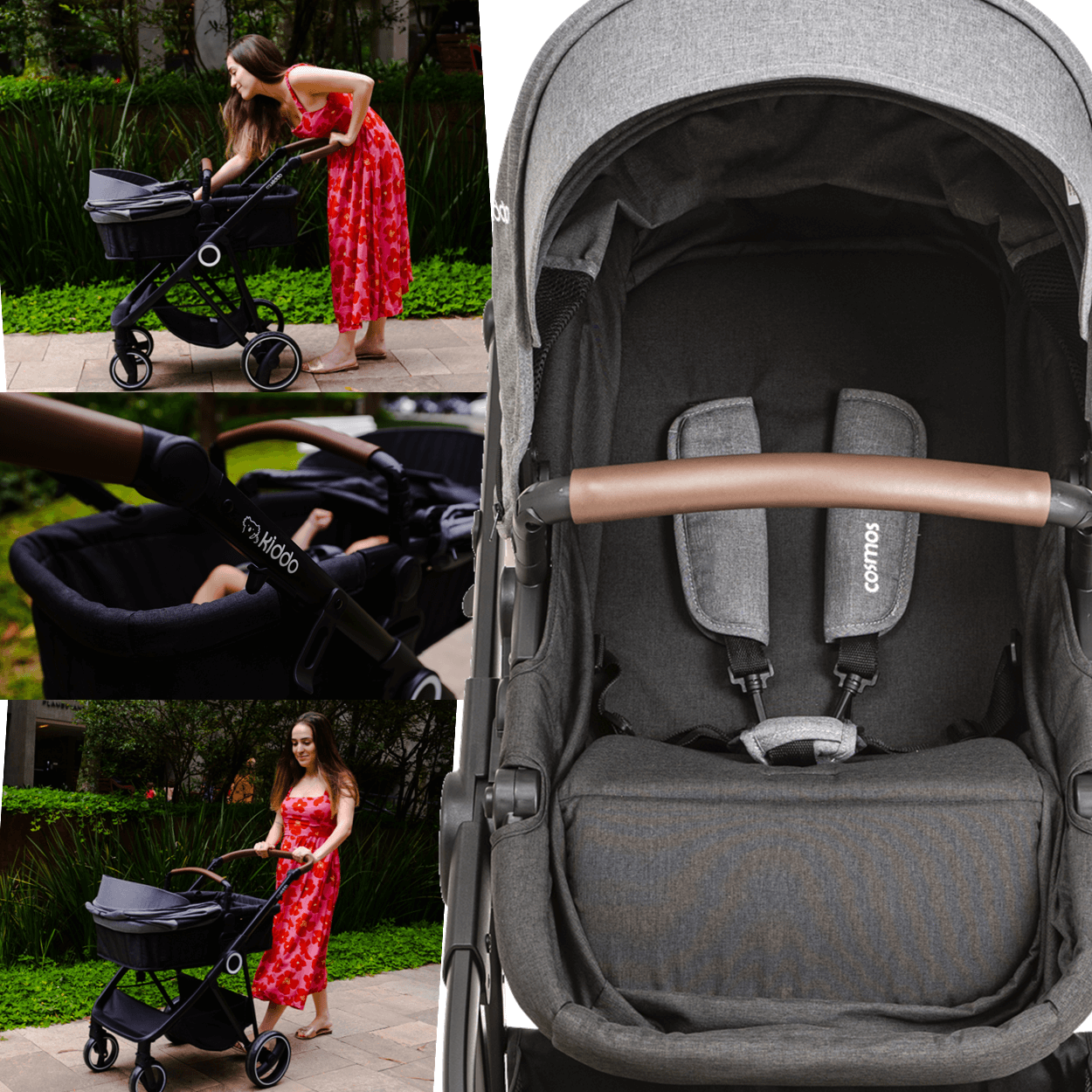 Carrinho de Bebe Moises com Bebe Conforto Kiddo Cosmos Grafite
