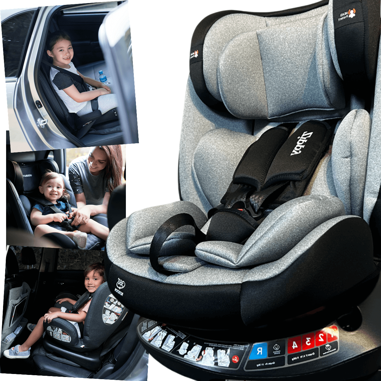 Cadeirinha para Carro Zippy Toys ISOFIX 360° 0 a 36kg Gray - Maçã