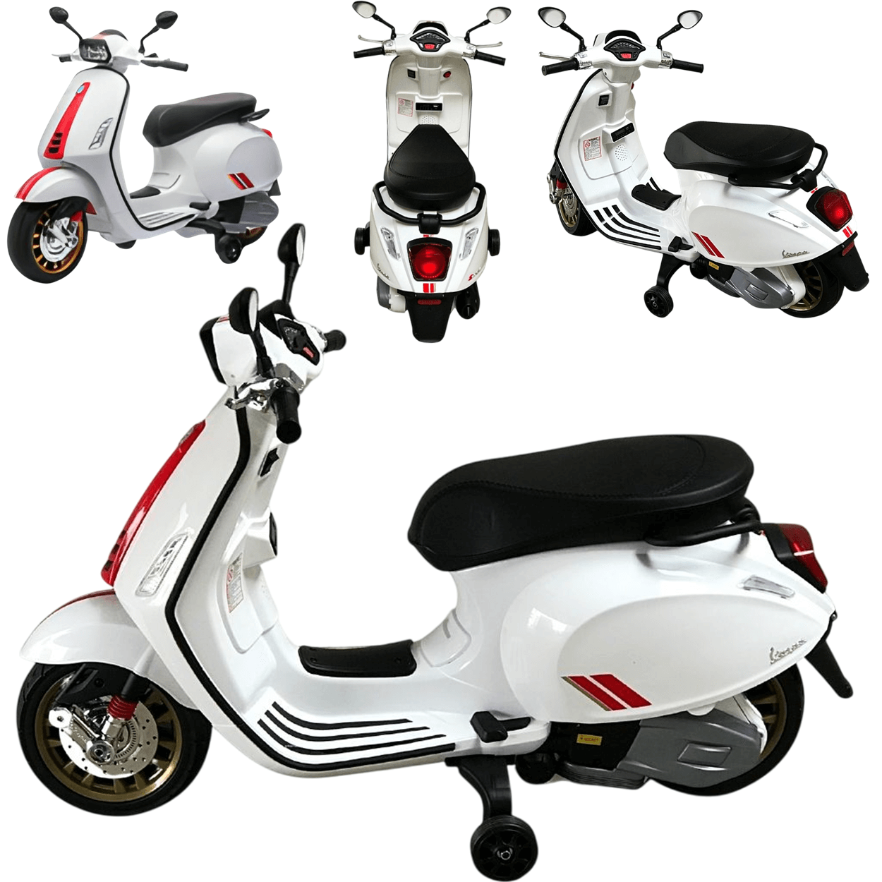 Mini Moto Elétrica Vespa Piaggio Importway Branca 12V - Maçã Verde