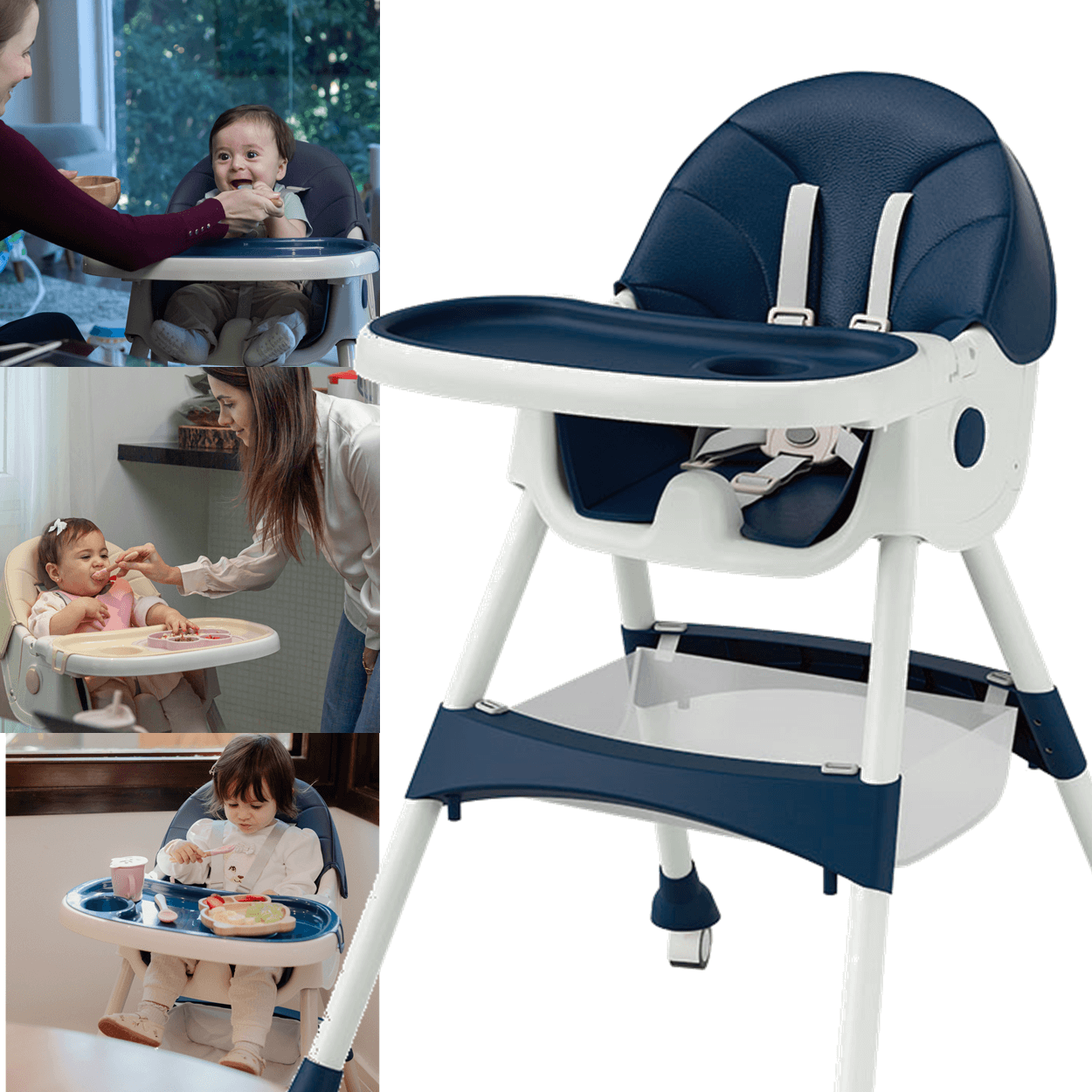 Cadeira de Alimentação Zippy Toys Reclinável e Dobravel Azul