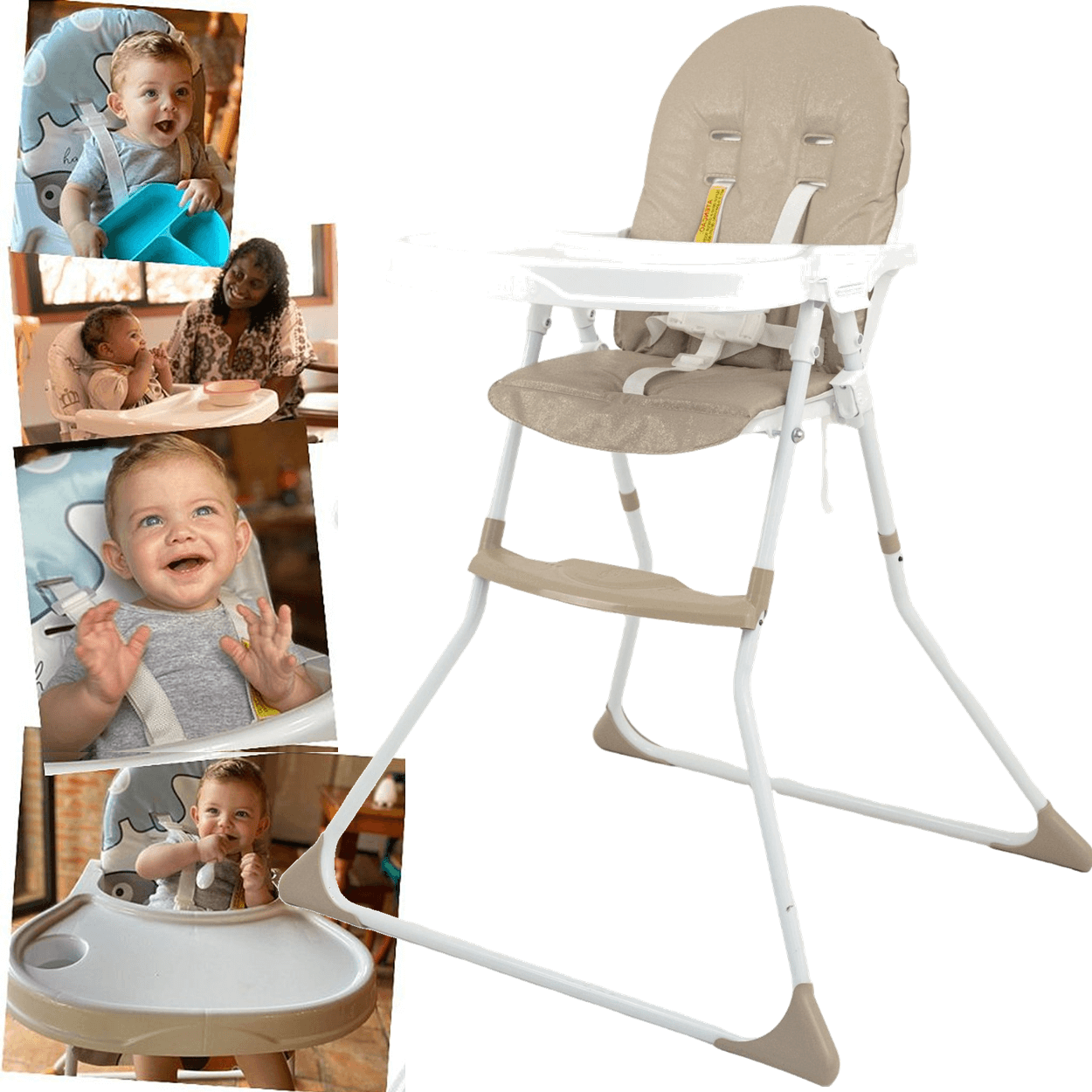 Cadeira de Alimentação Galzerano Nick Dobravel Alta Sand - Maçã Verde Baby