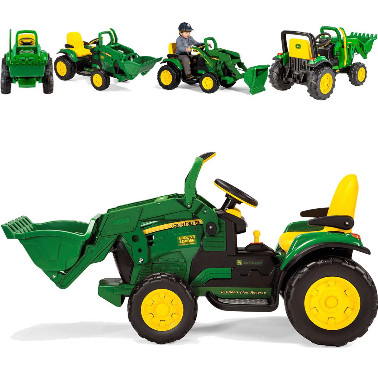 Escavadeira Infantil John Deere Ground Loader PEG PEREGO - Verde, Bateria 12V - A Partir De 3 Anos