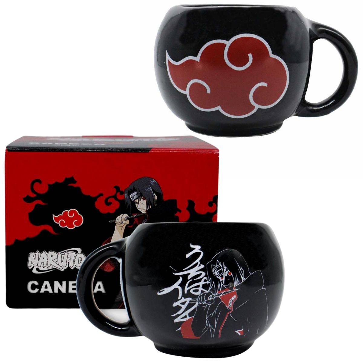 CANECA PORCELANA AKATSUKI NUVEM NARUTO SHIPPUDEN PRETA E VERMELHO 330M