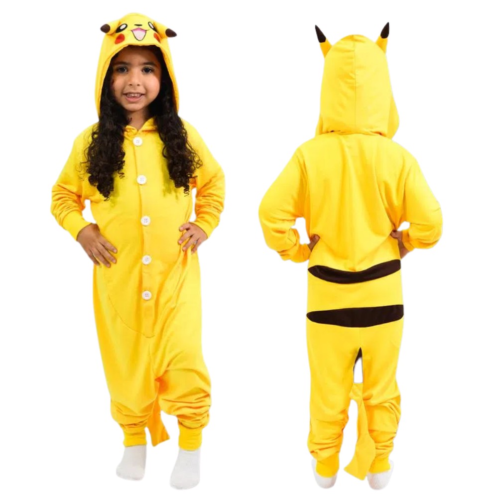 Fantasia Pikachu Macacão Verão Infantil