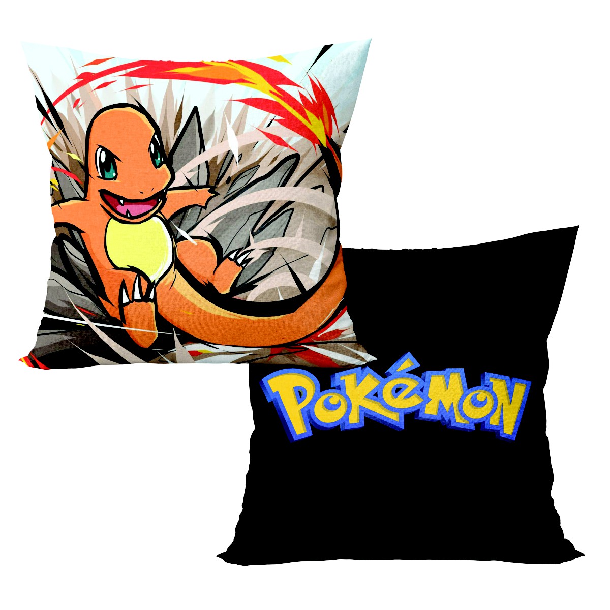 Almofada Pokémon Charmander Fogo Aveludada Quadrada 40cmX40cm