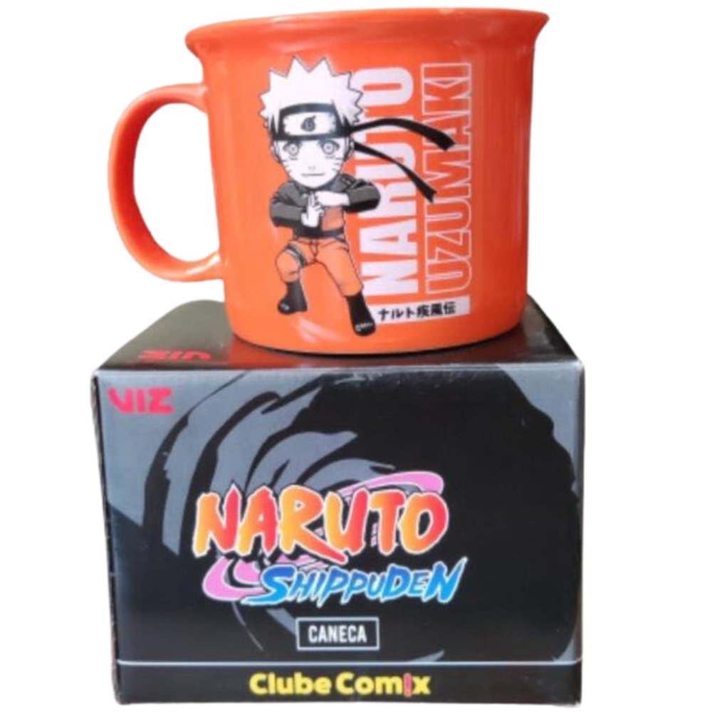 Kit Chinelo e Caneca de Plástico Rígido Naruto Uzumaki Neon