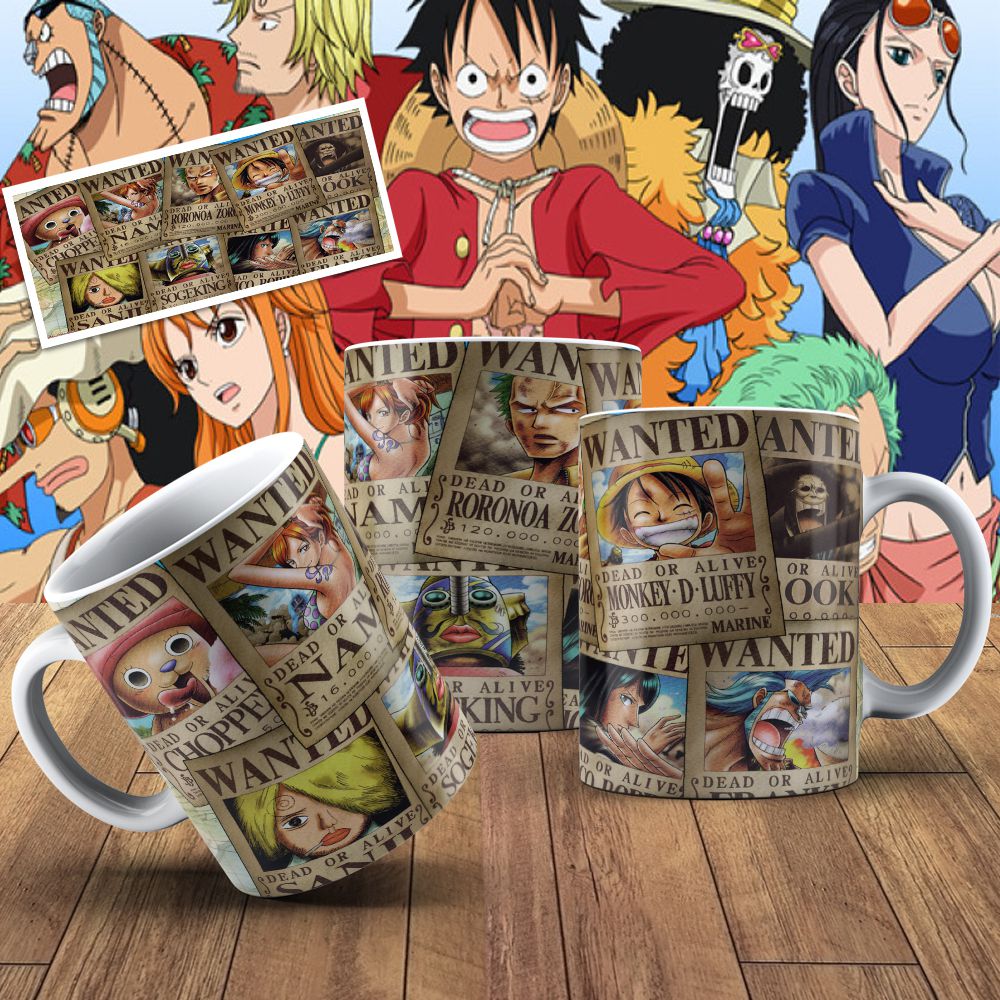 ARTE PARA CANECA PNG GRÁTIS: Luffy, procurado