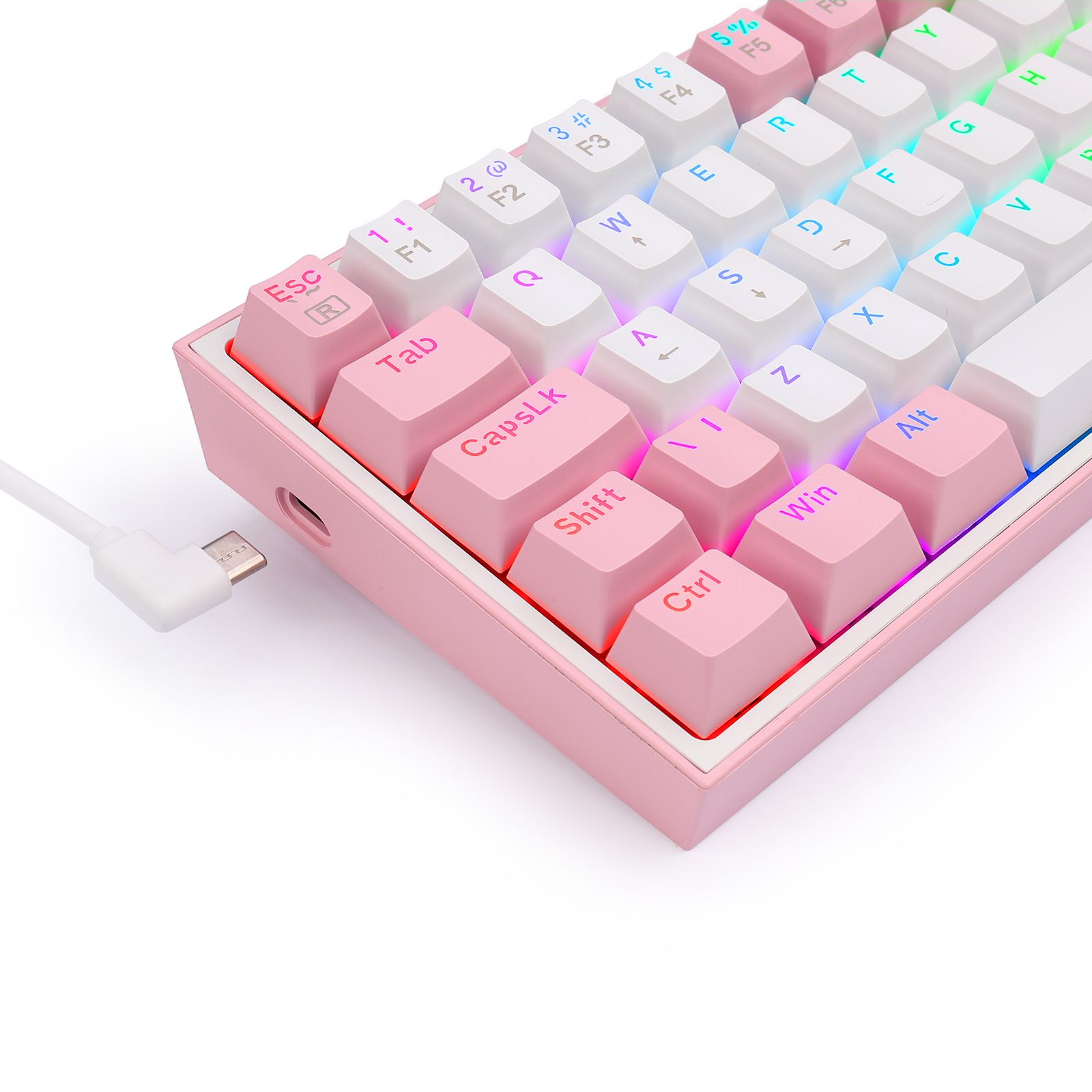 Teclado Mecânico Gamer Compacto Redragon Fizz Sakura Lollipop 60