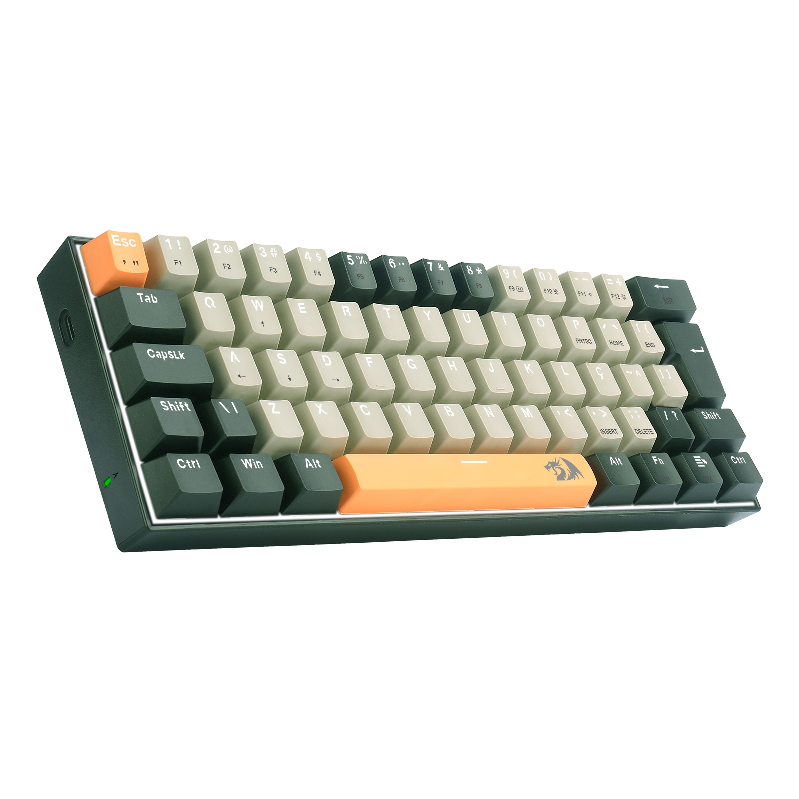 TECLADO MECÂNICO GAMER REDRAGON LAKSHMI 60% ABNT2 – LARANJA, CINZA