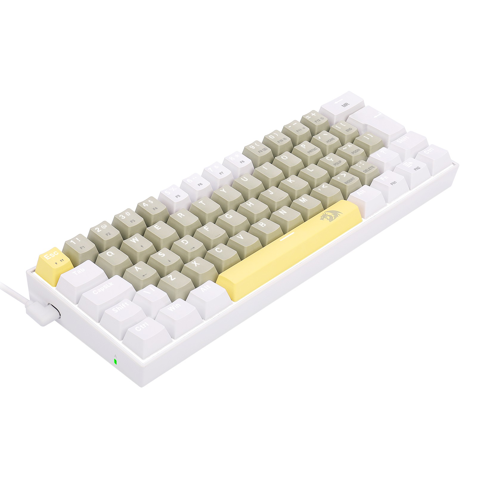 TECLADO MECÂNICO GAMER REDRAGON LAKSHMI 60% ABNT2 – AMARELO, CINZA