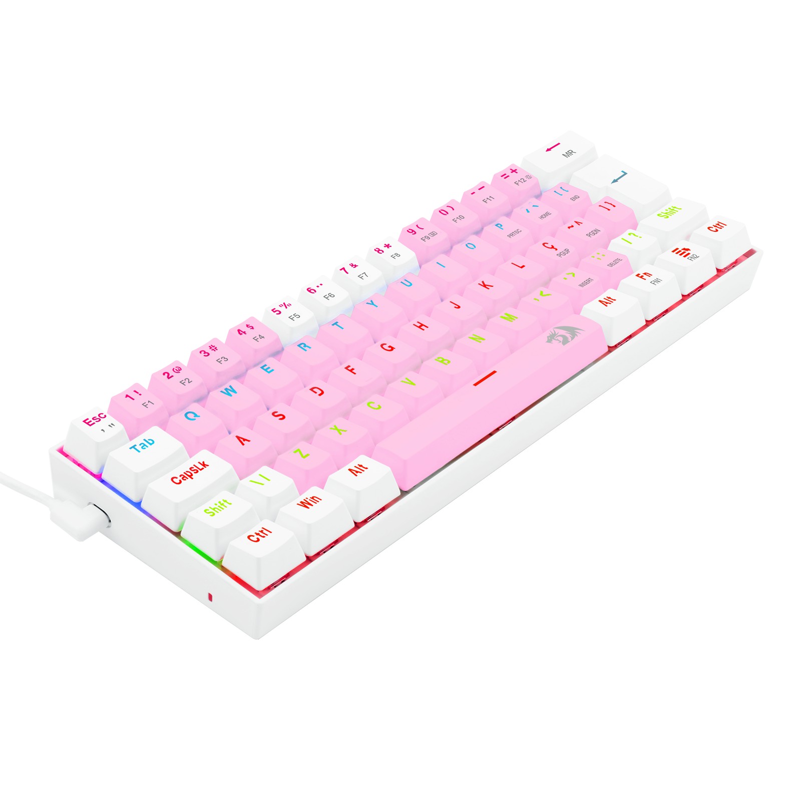 【ROMA PINK】 LEDライト・マシン TECLADO GAMER REDRAGON LAKSHMI ROSA E BRANCO RGB - Redragon Store