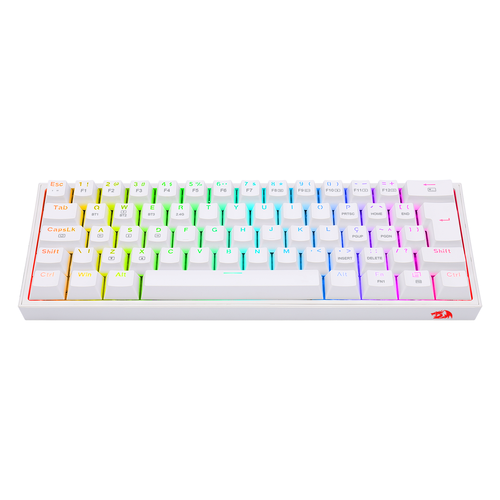 TECLADO MECÂNICO GAMER FIZZ PRO RGB BRANCO SWITCH MARROM