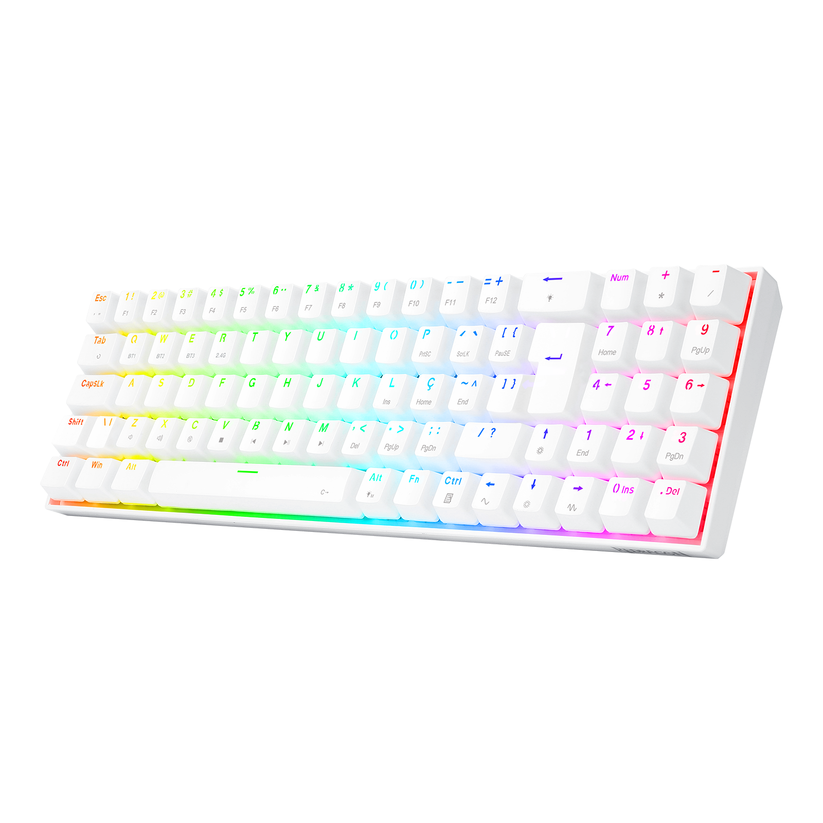 TECLADO MECÂNICO GAMER ZED PRO RGB BRANCO SWITCH MARROM - Redragon