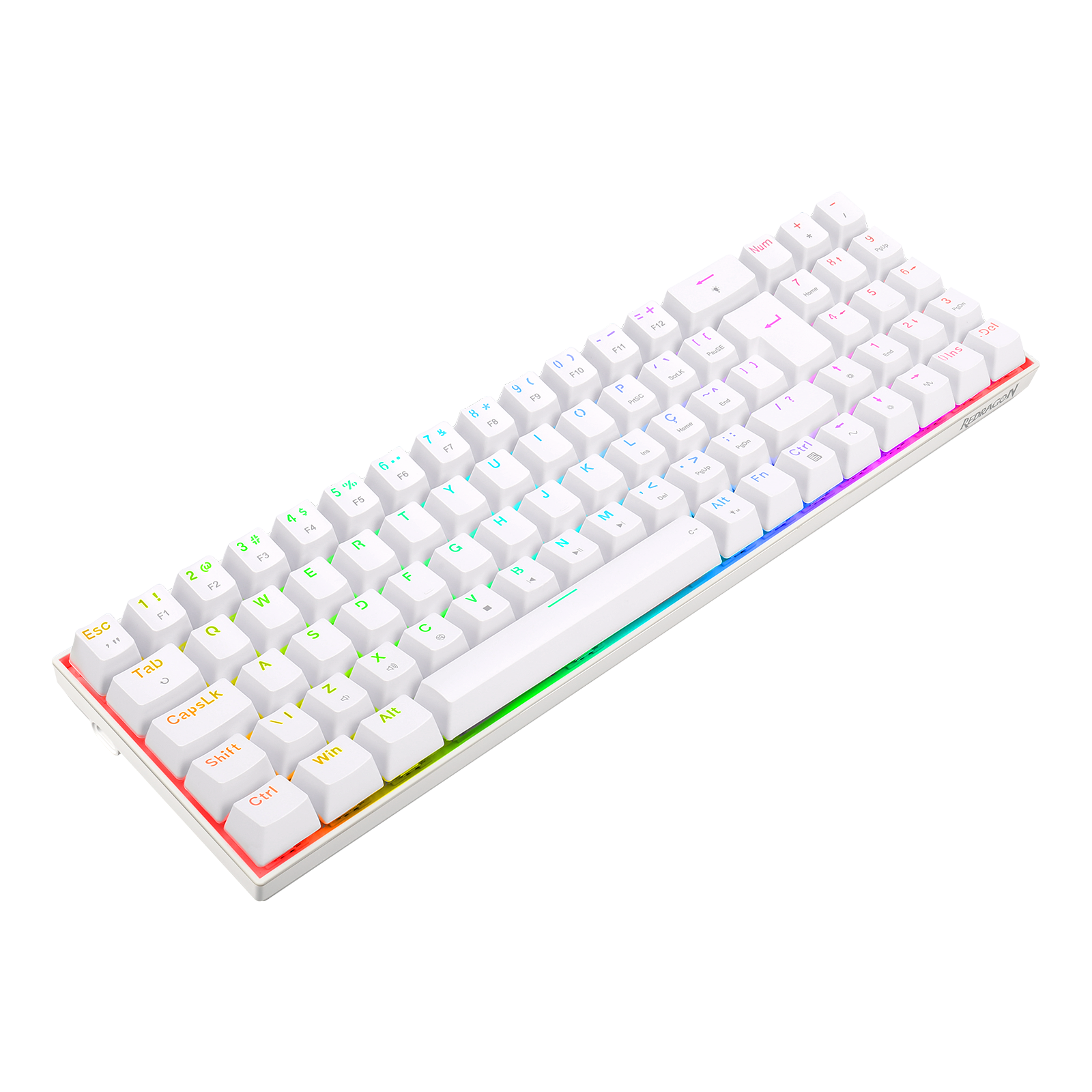 TECLADO MECÂNICO GAMER ZED PRO RGB BRANCO SWITCH MARROM - Redragon