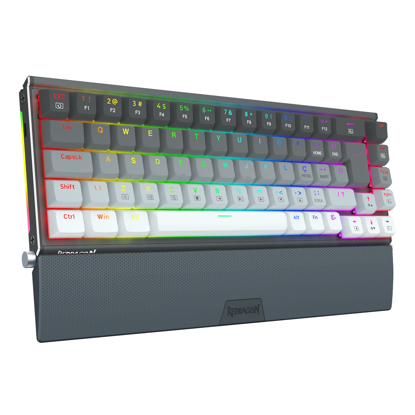 TECLADO MECÂNICO GAMER SHACO PRETO E CINZA RGB COM SWITCH MODELO