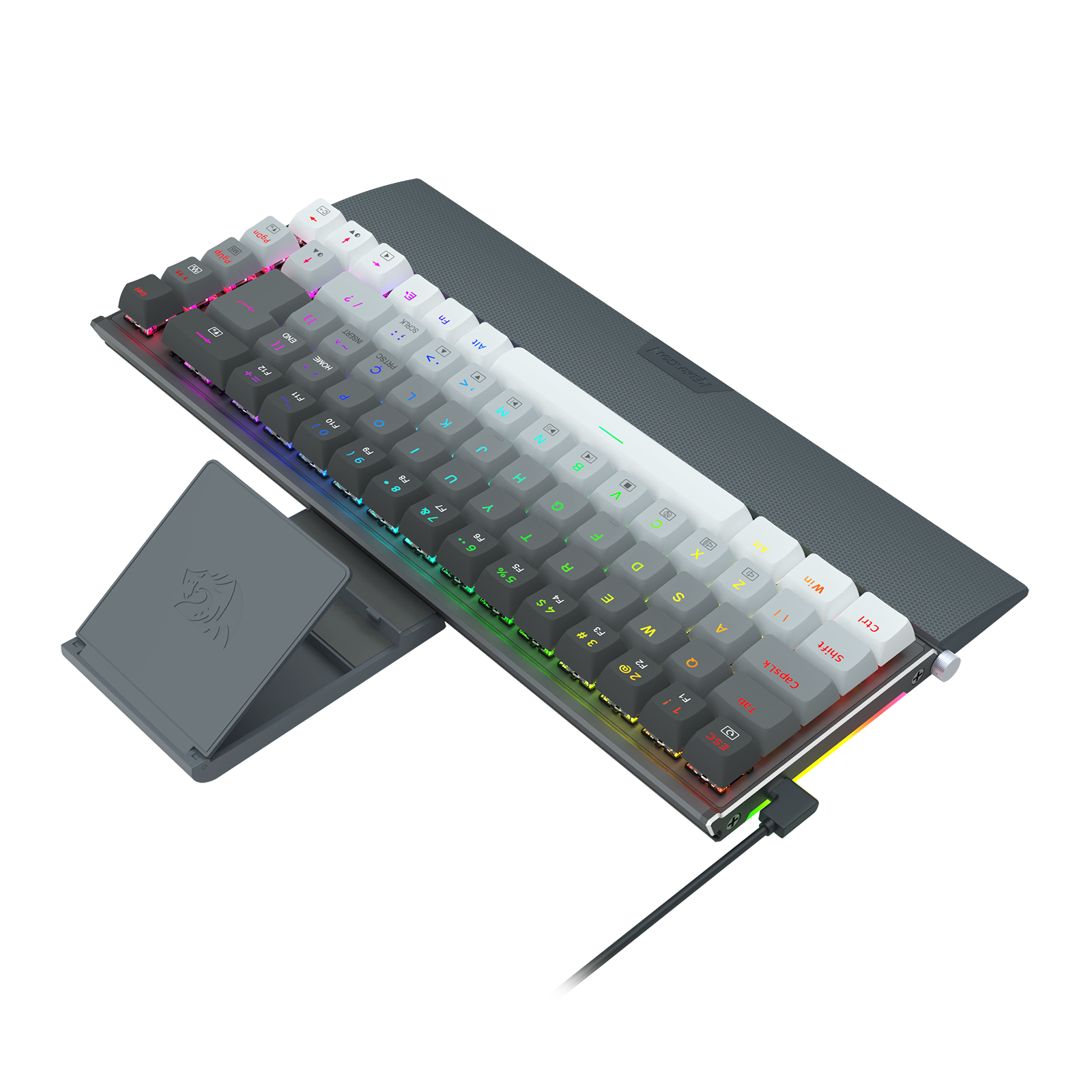 TECLADO MECÂNICO GAMER SHACO PRETO E CINZA RGB COM SWITCH MODELO