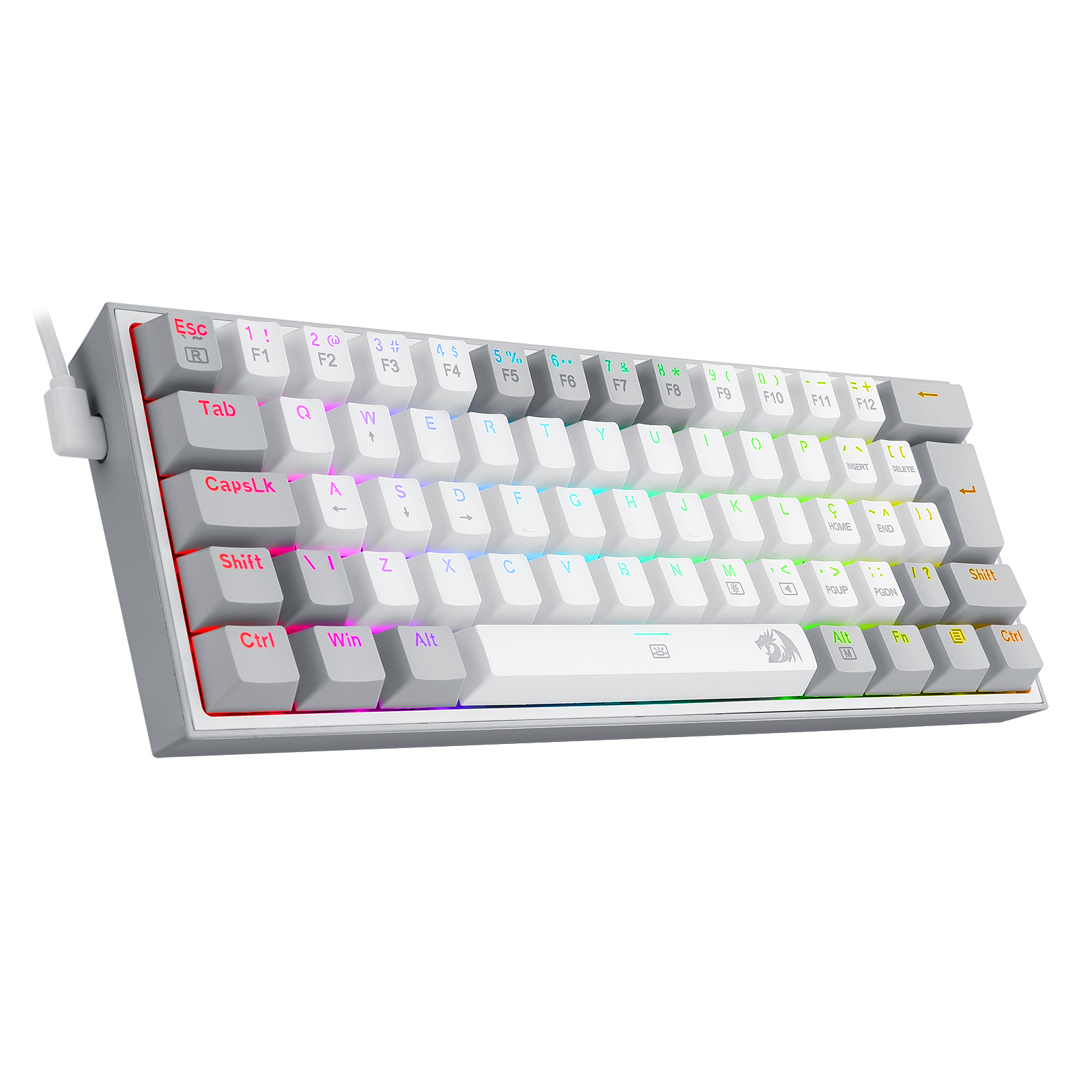 Teclado Mecânico Gamer Redragon Fizz Lunar Dawn Branco e Cinza RGB