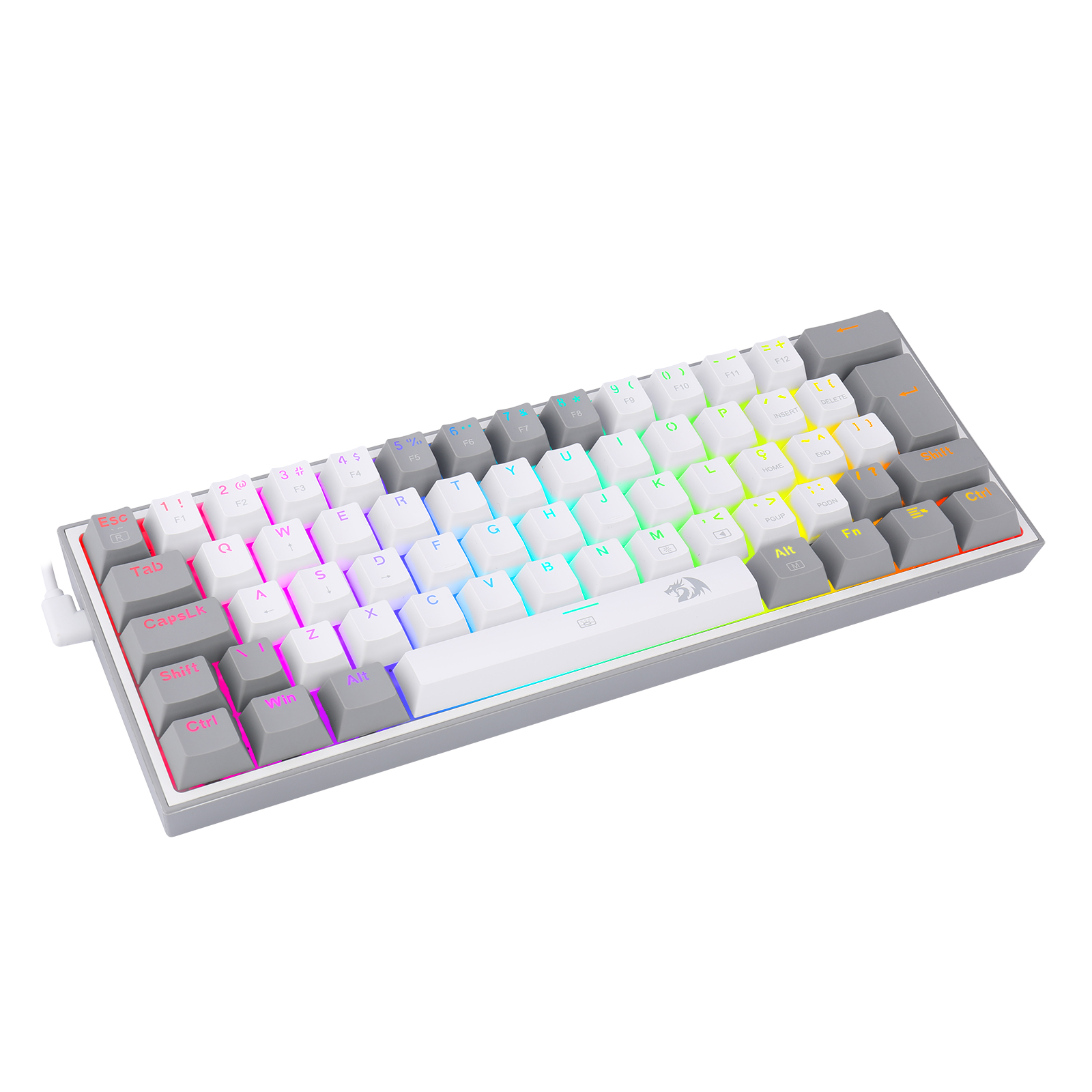 Teclado Mecânico Gamer Redragon Fizz Lunar Dawn Branco e Cinza RGB