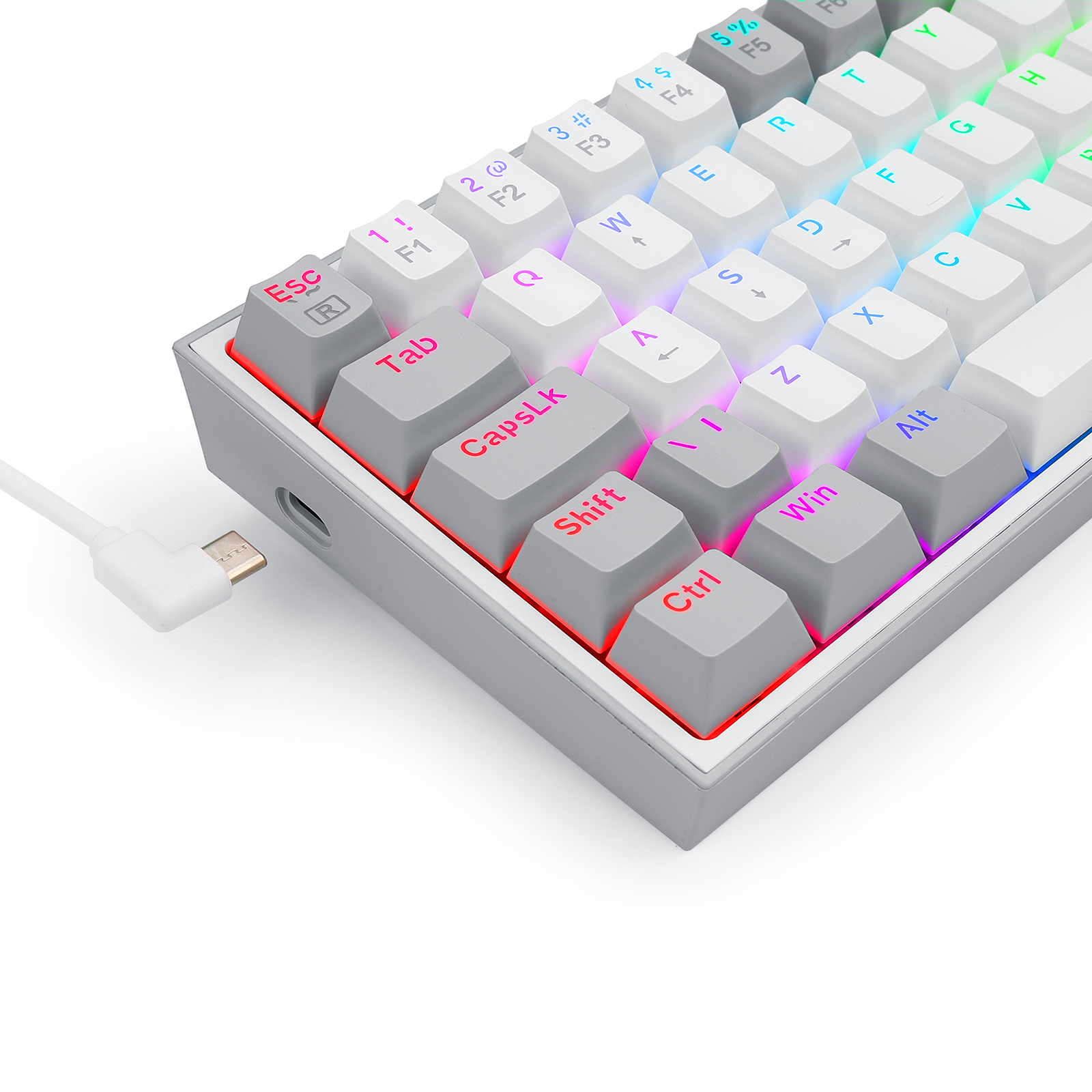 Teclado Mecânico Gamer Redragon Fizz Lunar Dawn Branco e Cinza RGB