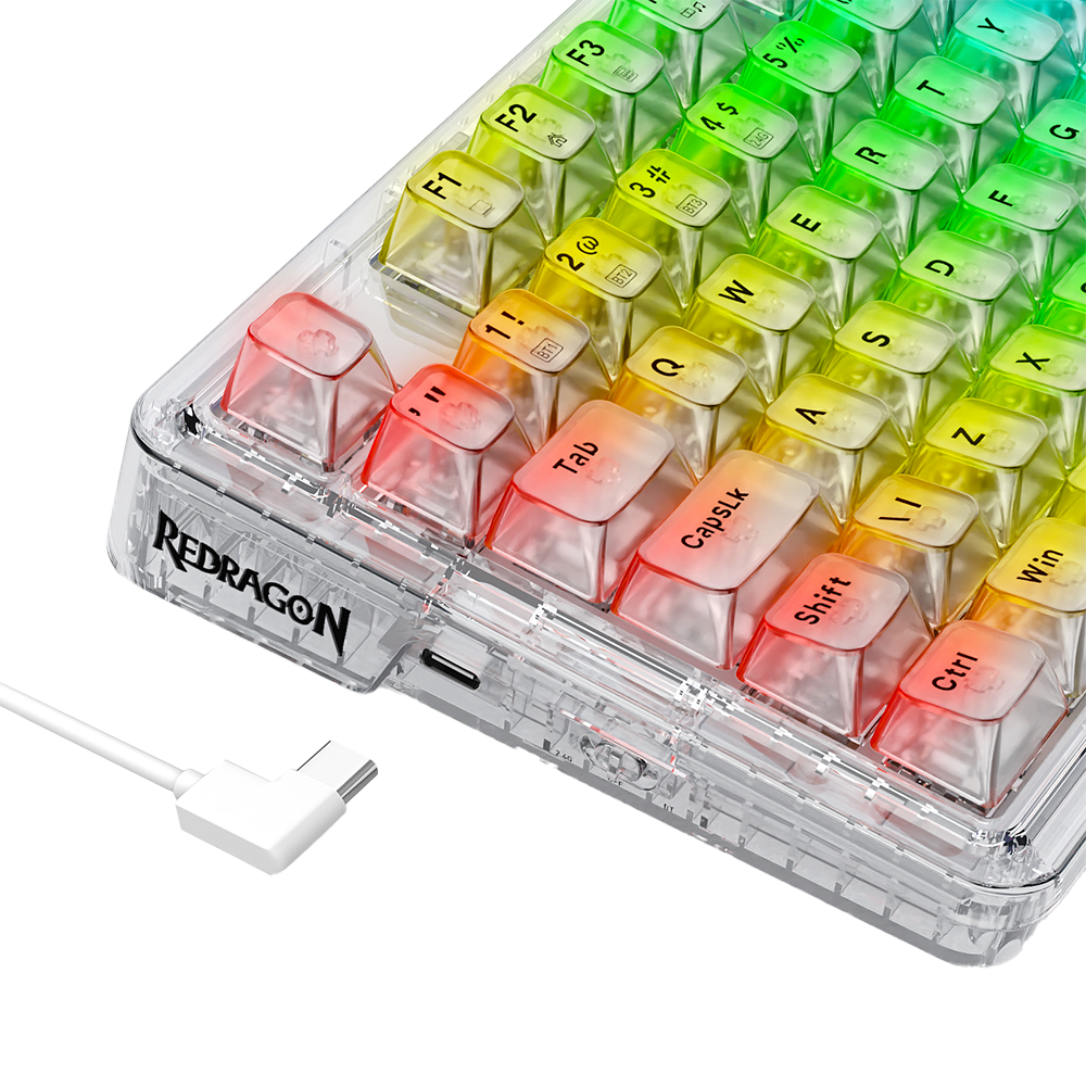 Teclado Sem Fio Redragon ELF Pro RGB Mecânico 75% com Switch Crystal ...