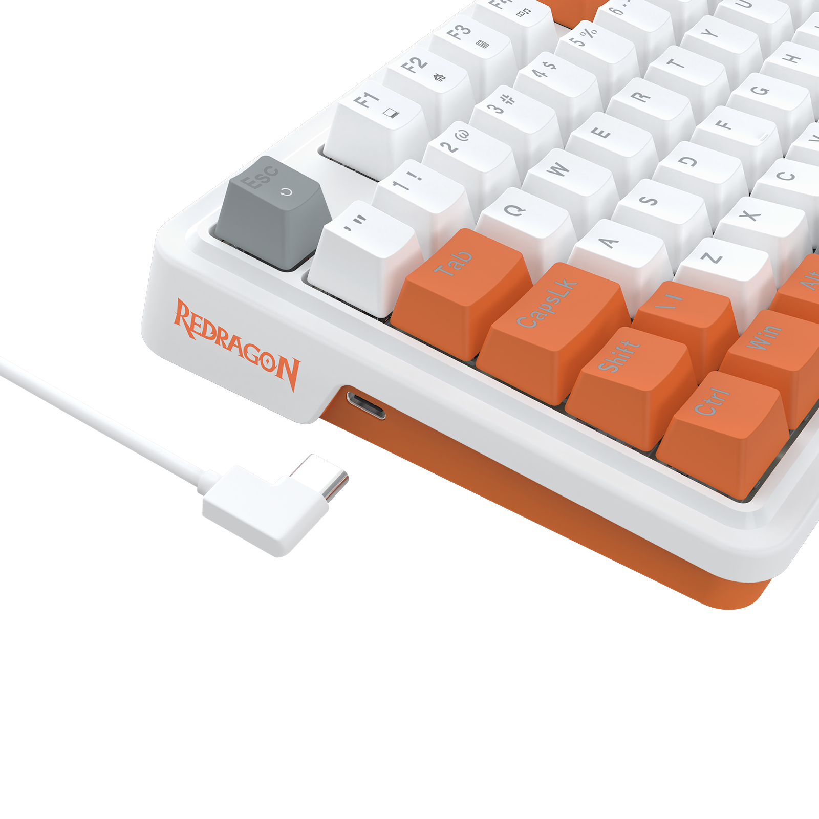 TECLADO MECANICO GAMER GLORIA RGB BRANCO E VERMELHO SWITCH DUST