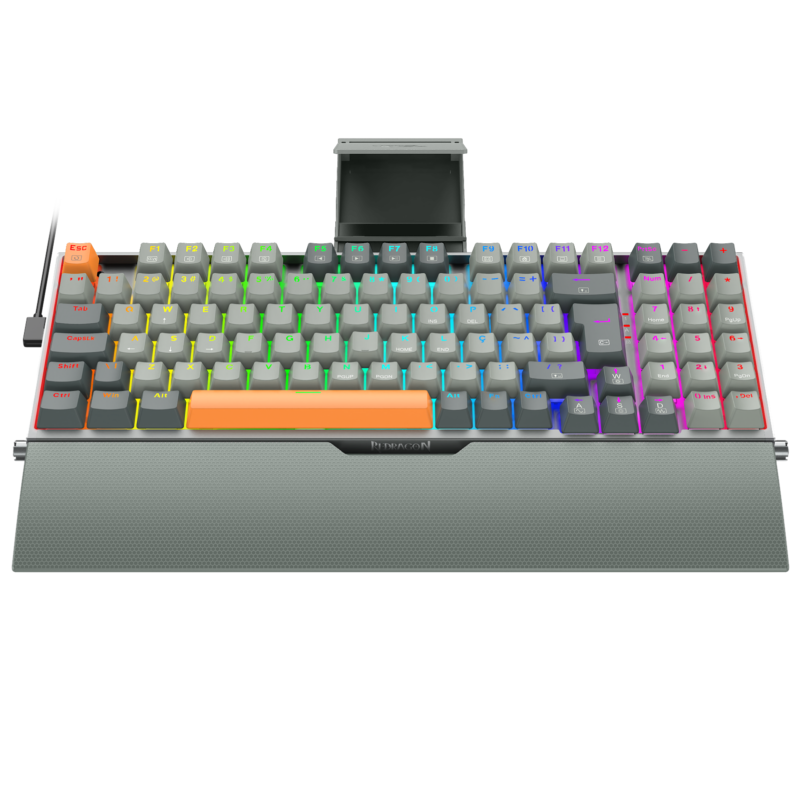 TECLADO MECANICO GAMER REDRAGON OLAF PRETO E CINZA RGB COM SWITCH