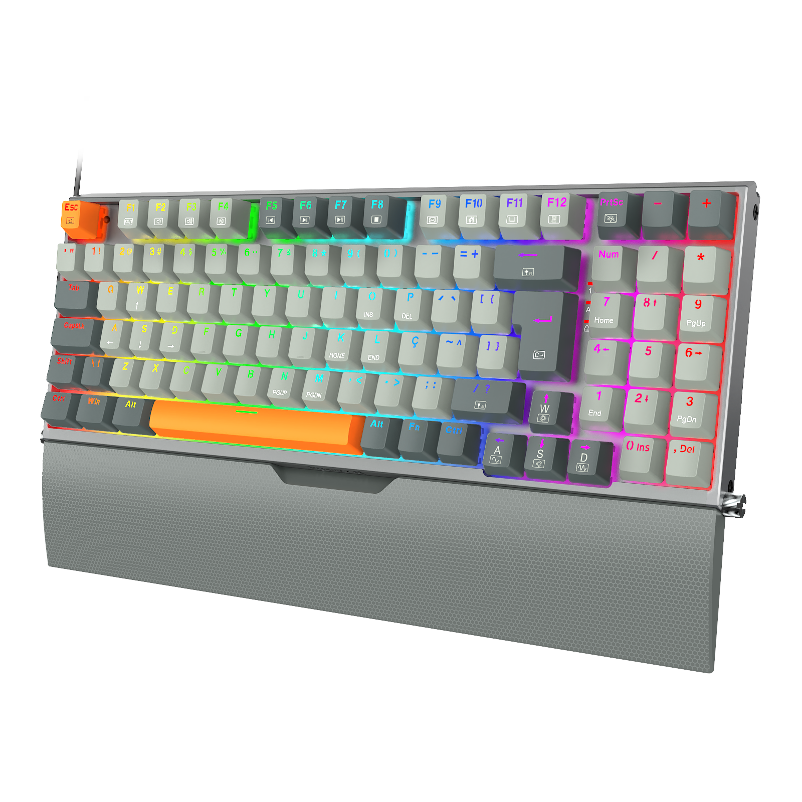 TECLADO MECANICO GAMER REDRAGON OLAF PRETO E CINZA RGB COM SWITCH
