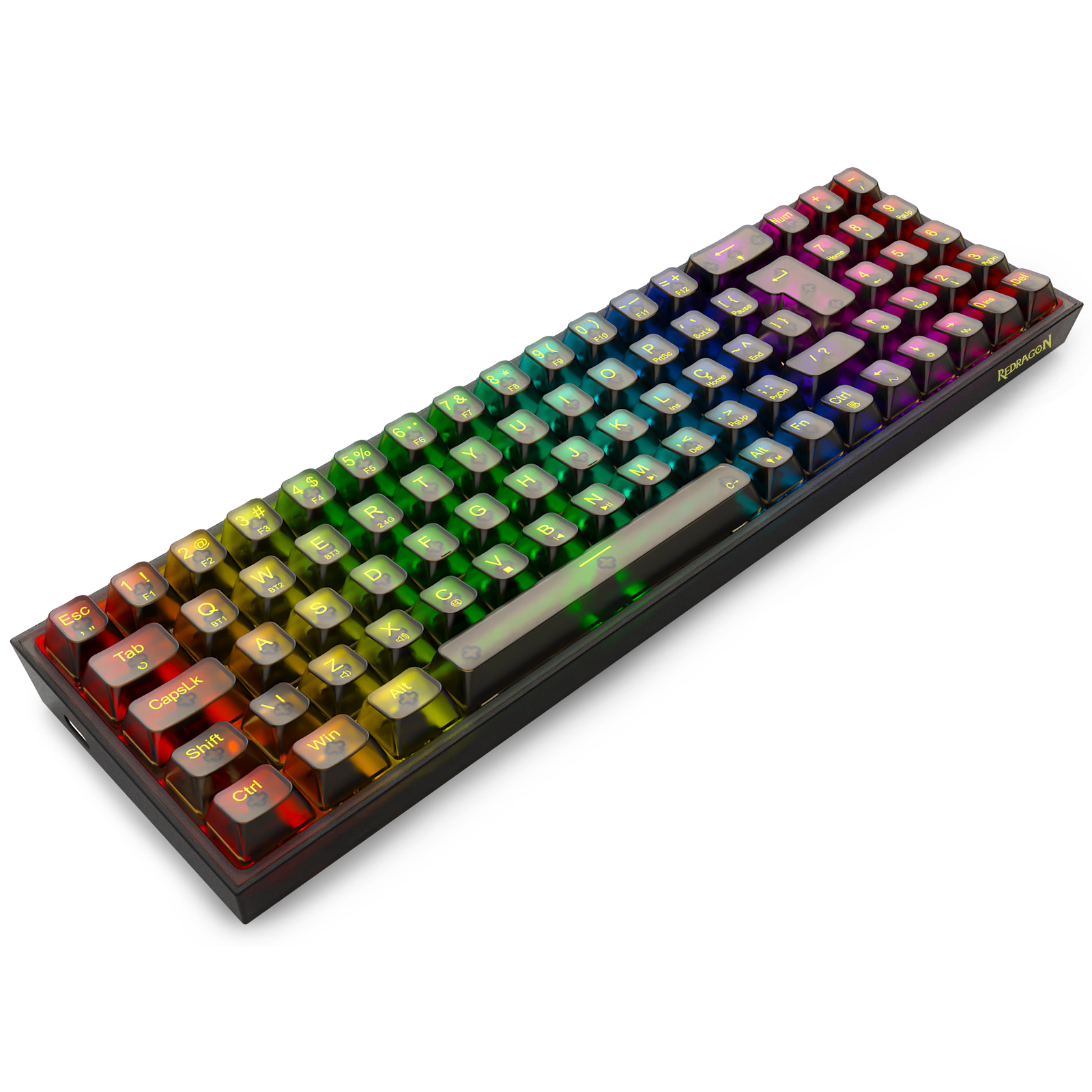 Teclado Sem Fio Redragon Pollux Pro Clear Black RGB Mecânico 78