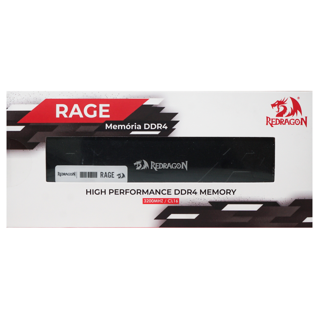 Memória RAM Redragon Rage 16GB DDR4 3200MHz CL16 Preto - Redragon Store