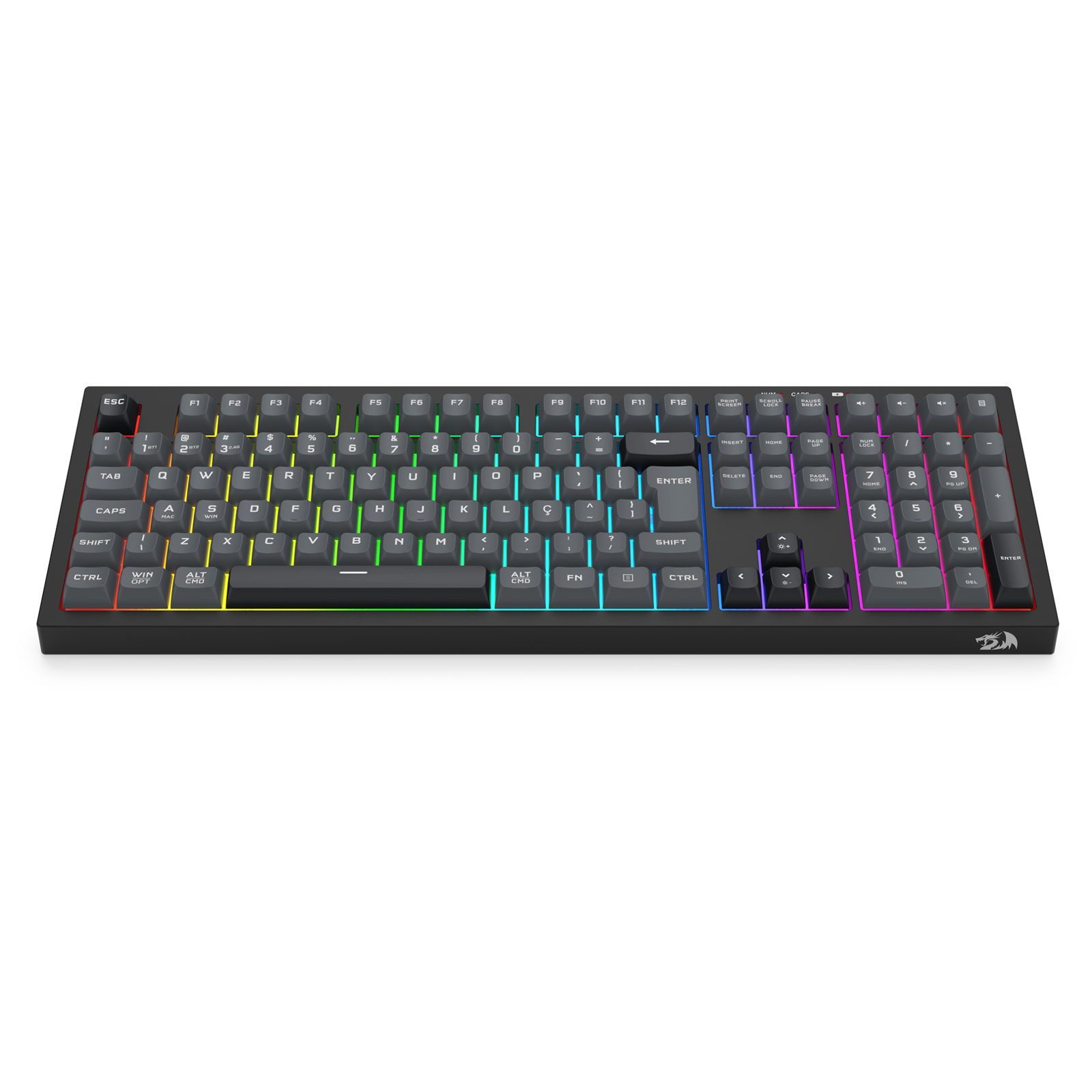 Teclado Gamer Redragon Crux Pro RGB Preto e Cinza Full Size