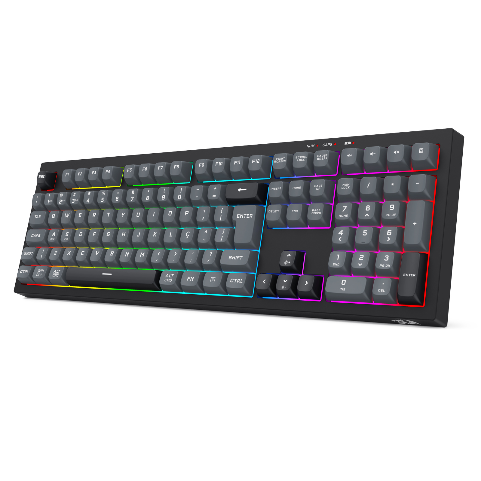 Teclado Gamer Redragon Crux Pro RGB Preto e Cinza Full Size K518RGB-PRO