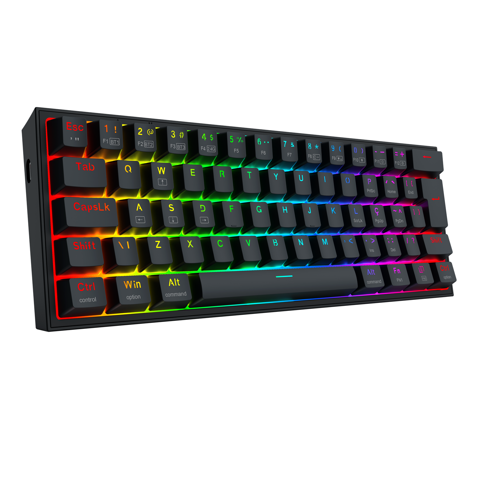 Teclado Mecânico Gamer Redragon Alcor RGB 60% QMK / VIA – K717B-RGB ...