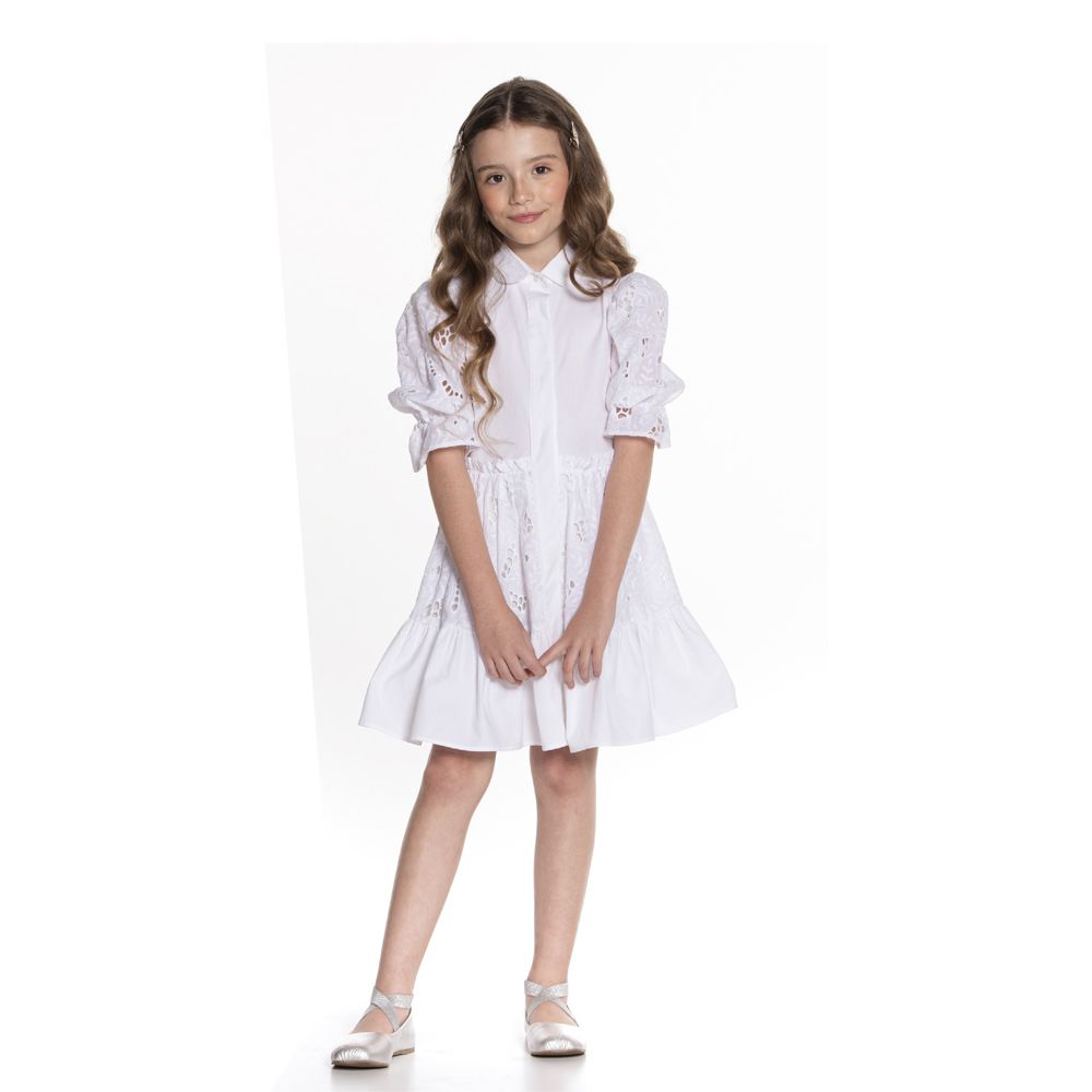 Vestido Branco Com Laise Luluzinha - Foto Arte Kids | Enxoval de bebê, moda  de 0 a 16 anos, e muito mais