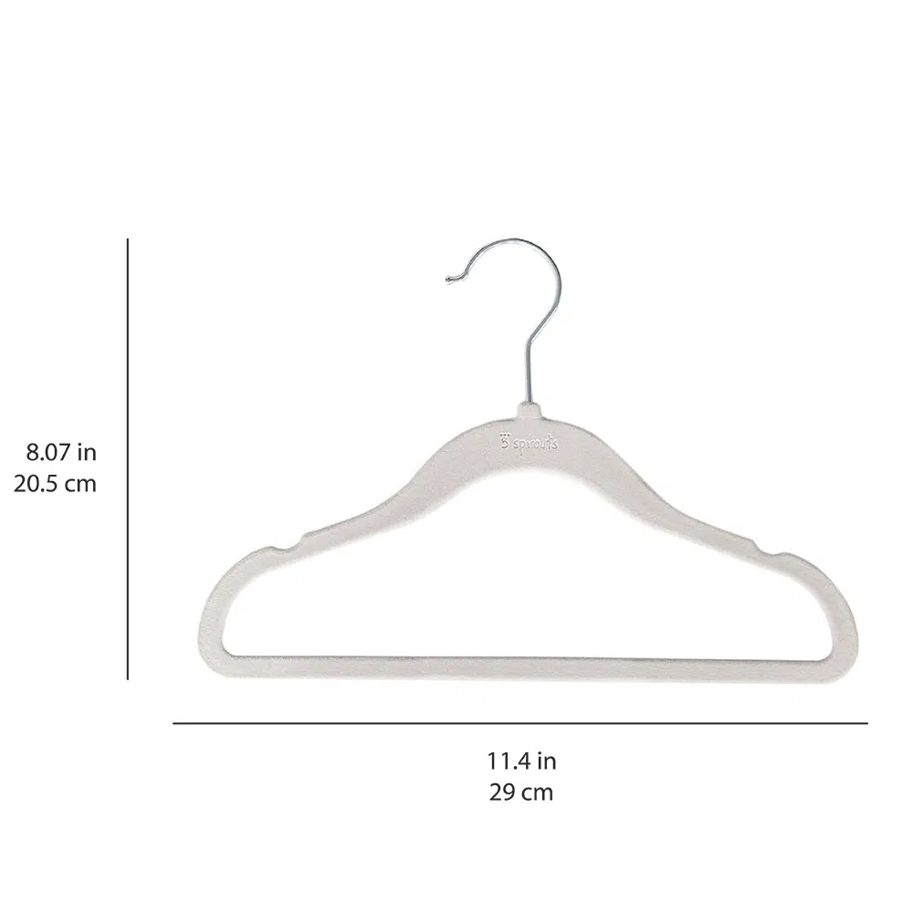 Set de Cabide Veludo Cinza Claro (15 uni) - 3 Sprouts - TotalBaby Store