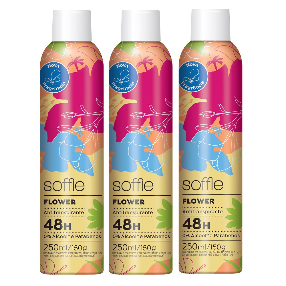 Kit Com 3 Desodorante Antitranspirante Soffie Flower Aerosol Soffie Encontre Os Melhores