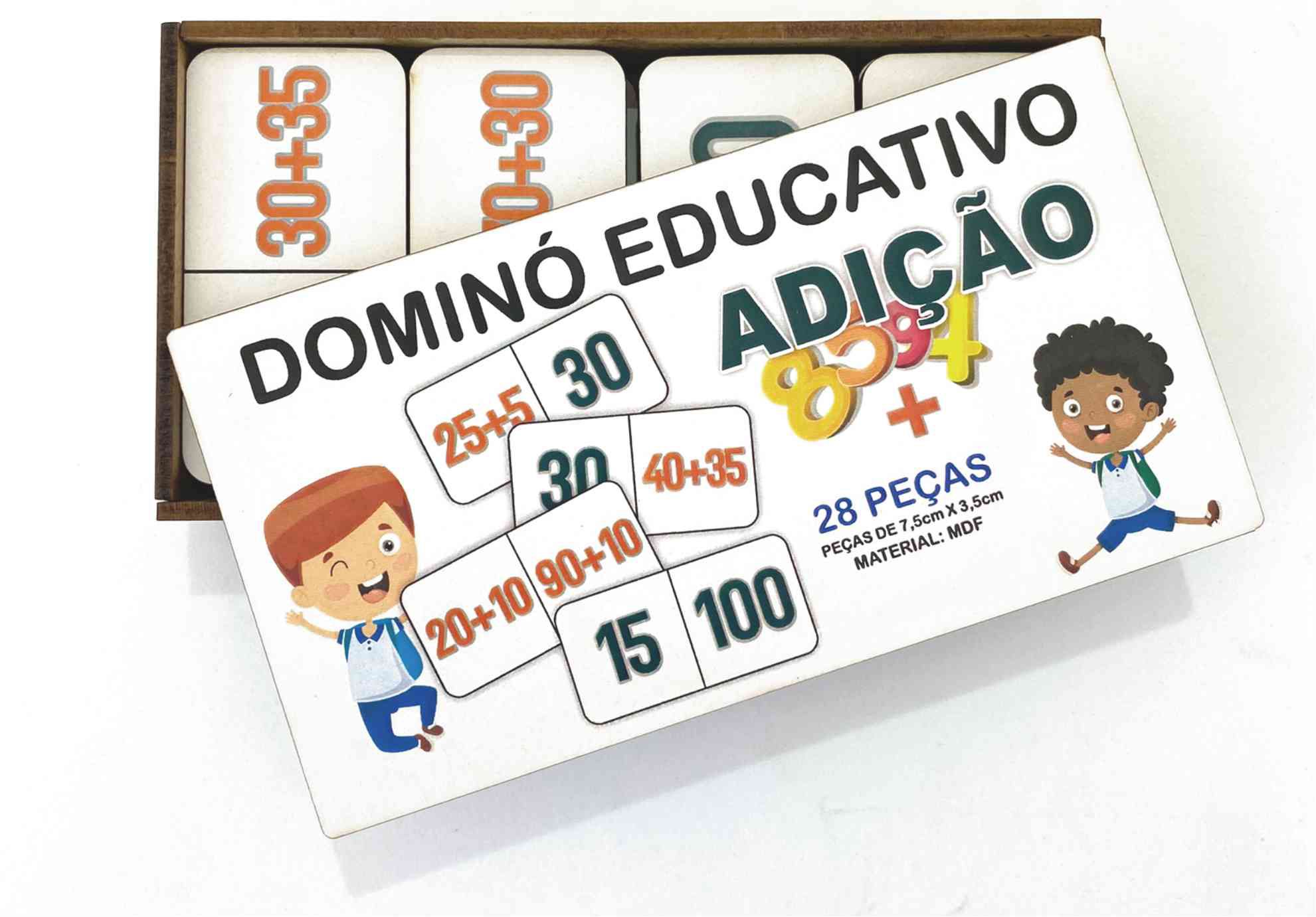 Dominó Jogo Educativo Pedagógico Mdf Matematico Multiplicação 28pcs Mega  Impress - Mega Genial