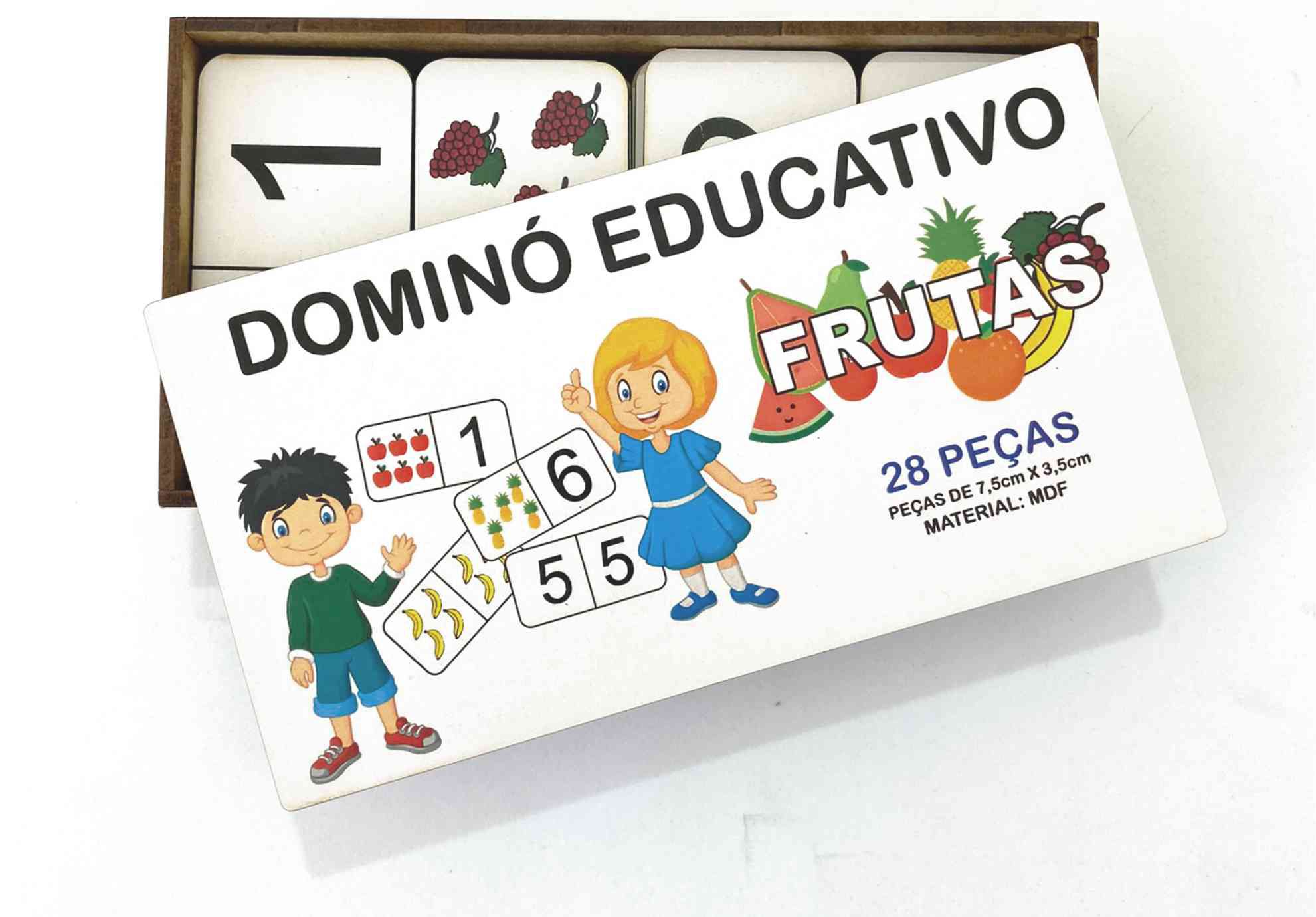 Jogo De Dominó Gigante Educativo De Madeira Infantil 28 Pçs em